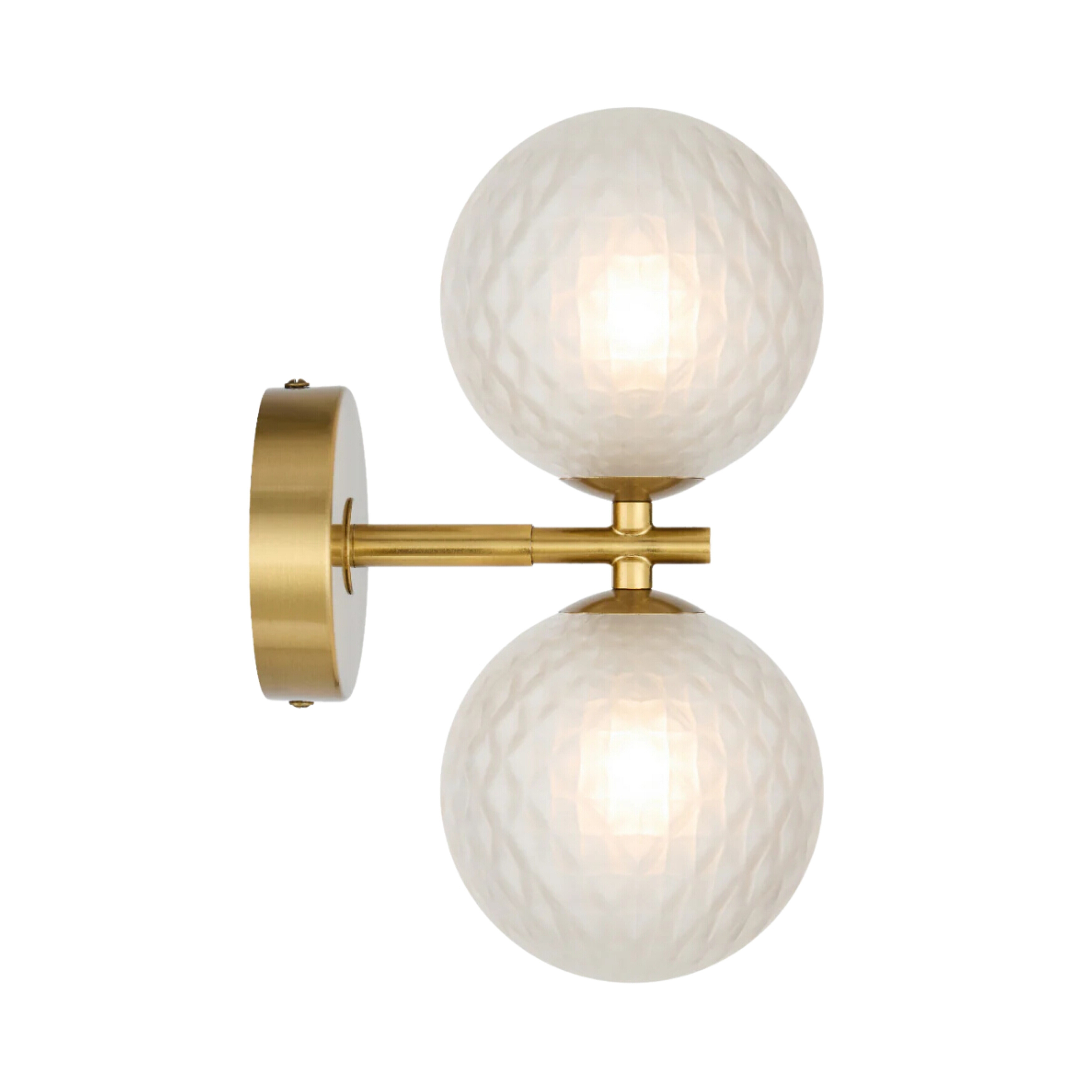 Foscani Diamond Cut Frosted Glass Gold Twin Wall Light