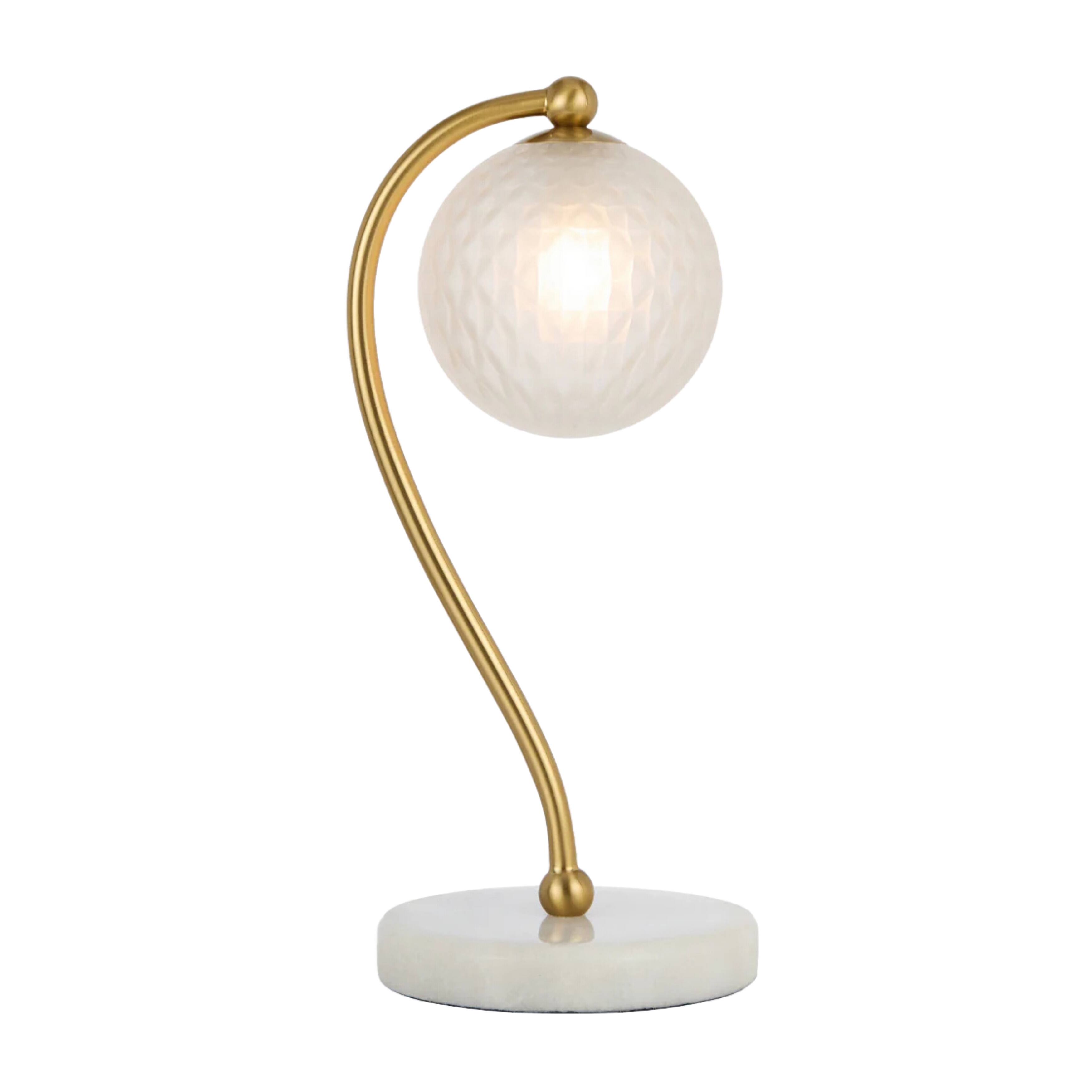 Foscani Diamond Cut Frosted Glass White Marble Base Table Lamp