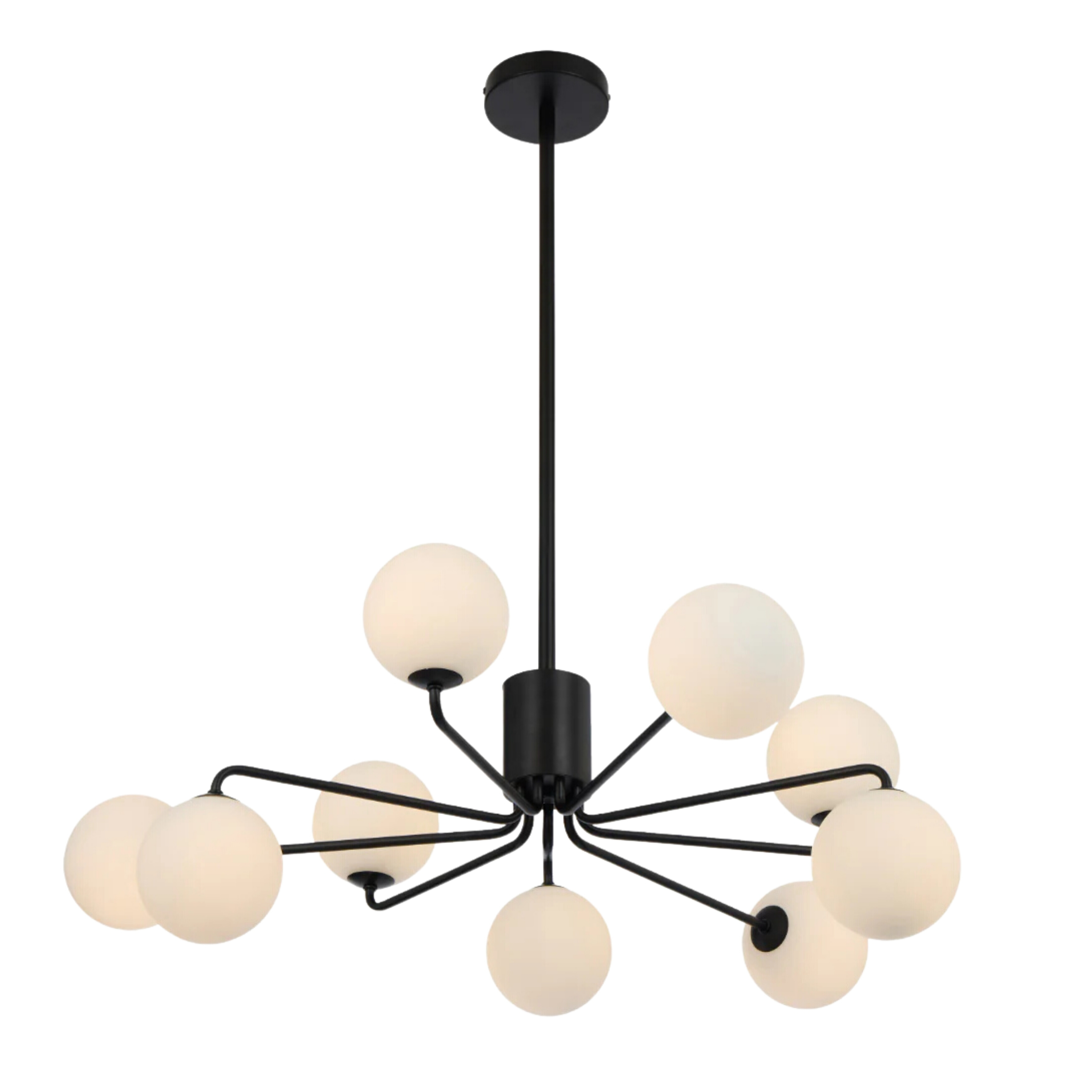 Foscani Nine Light Opal Matt Glass Black Pendant