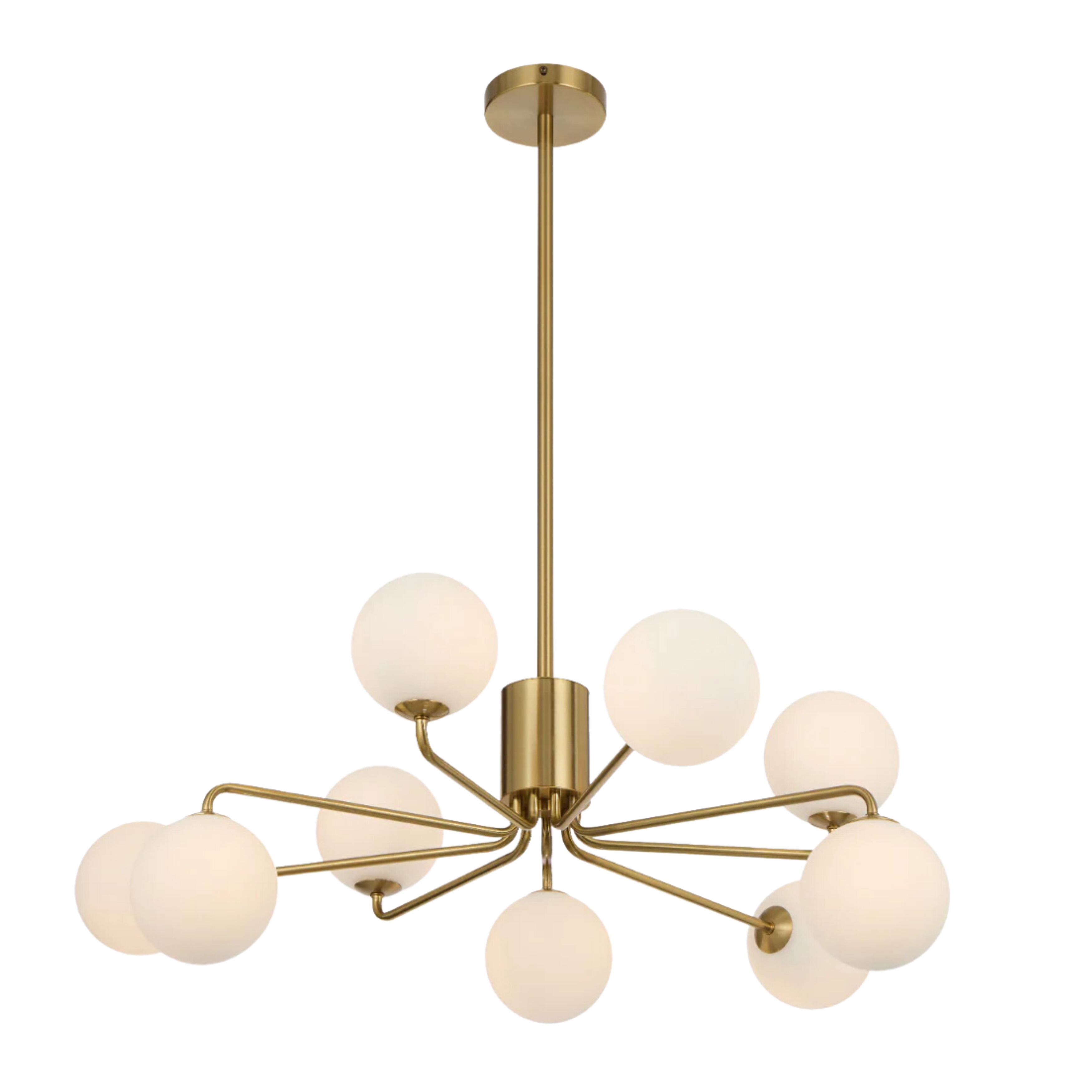 Foscani Nine Light Opal Matt Glass Gold Pendant