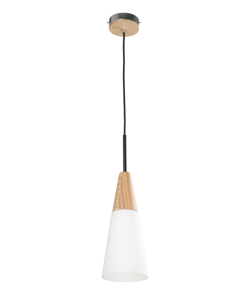 Long Wood Cone Pendant Light