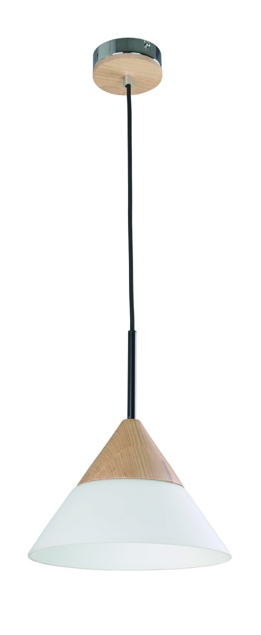 Wide Wood Cone Pendant Light
