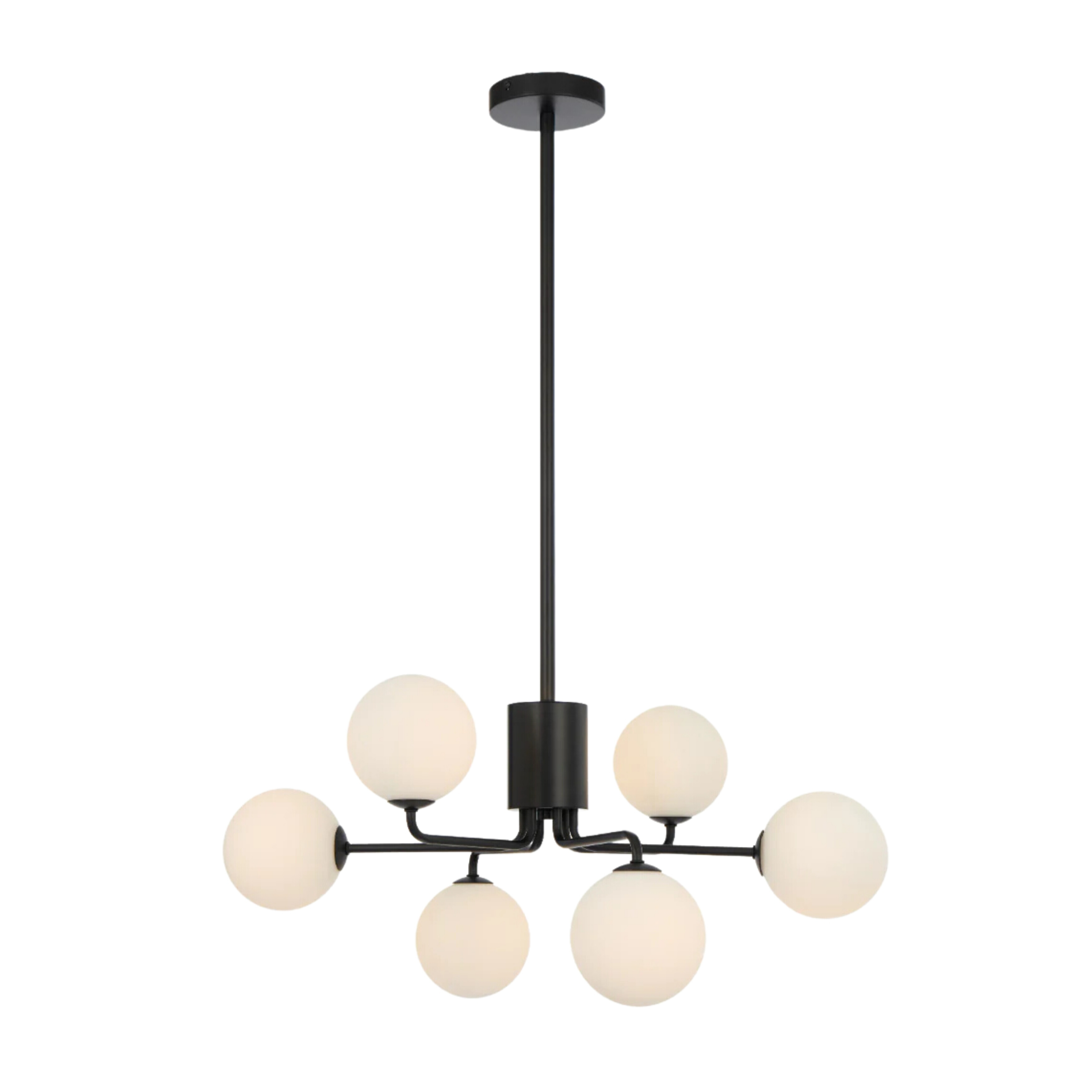 Foscani Six Light Opal Matt Glass Black Pendant