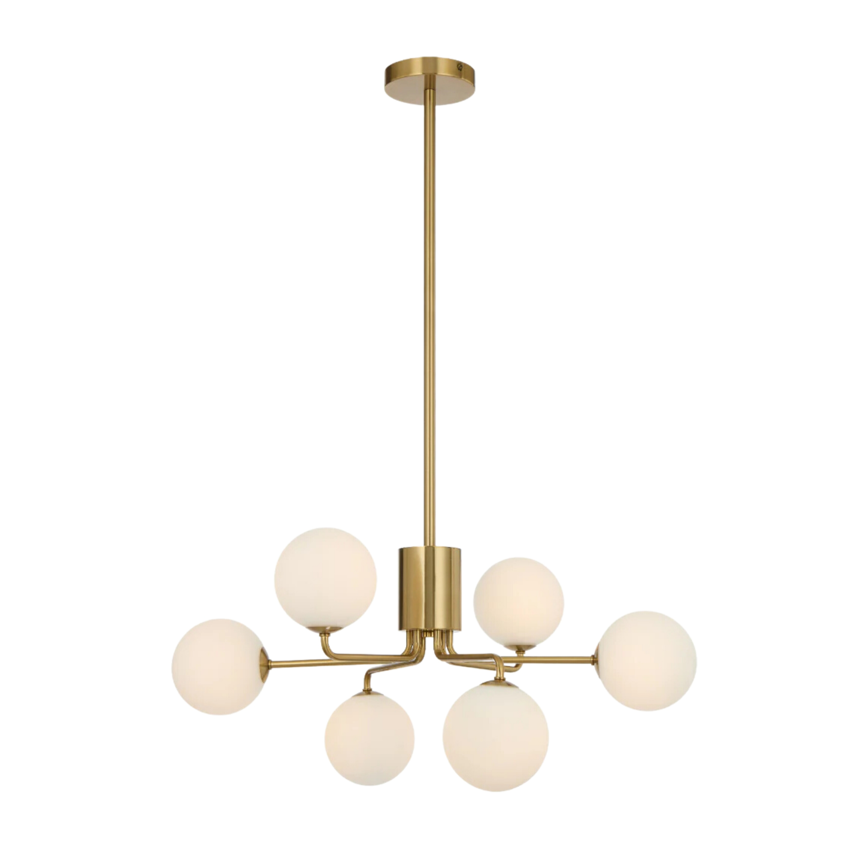 Foscani Six Light Opal Matt Glass Gold Pendant