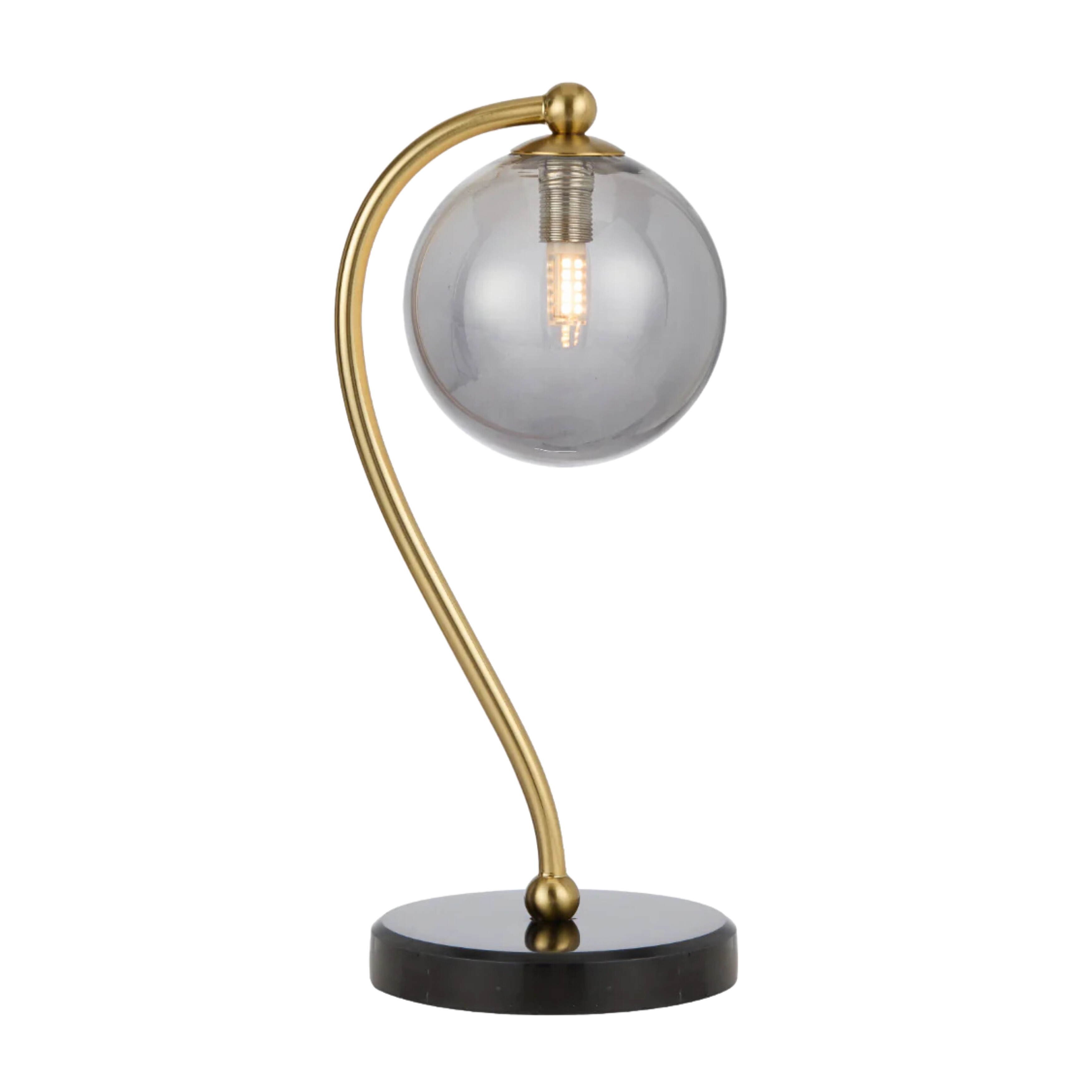 Foscani Smooth Smoke Glass Black Marble Base Table Lamp