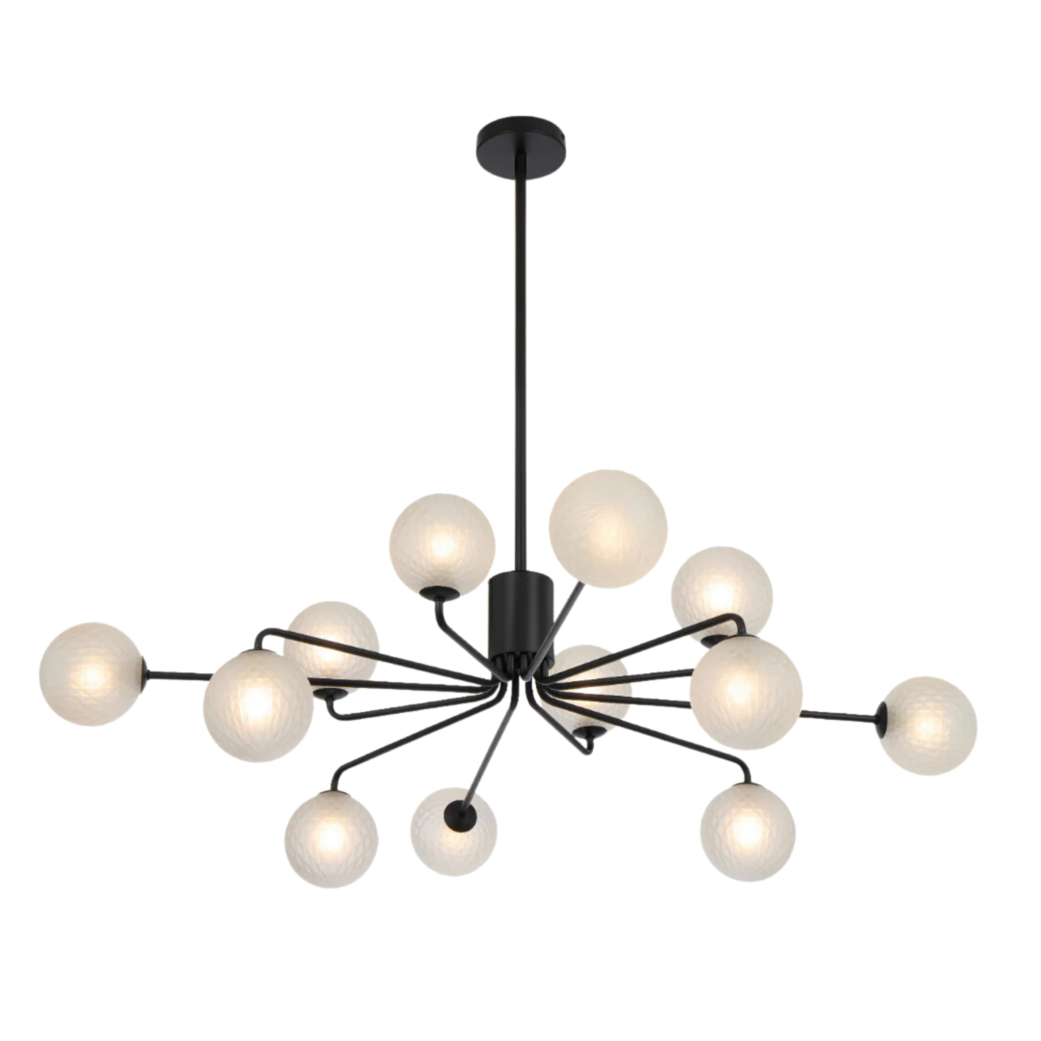 Foscani Twelve Light Diamond Cut Frosted Glass Black Pendant