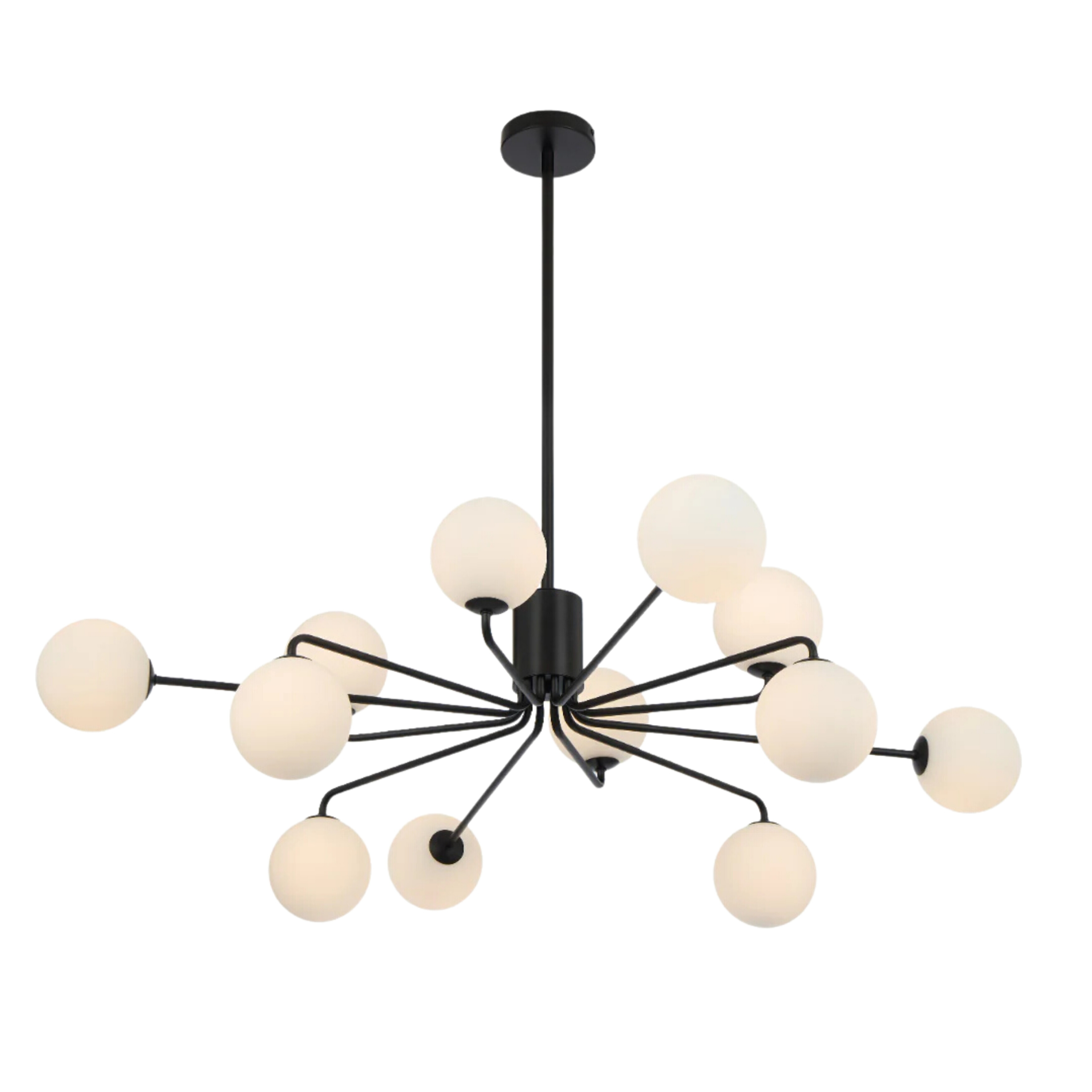 Foscani Twelve Light Opal Matt Glass Black Pendant