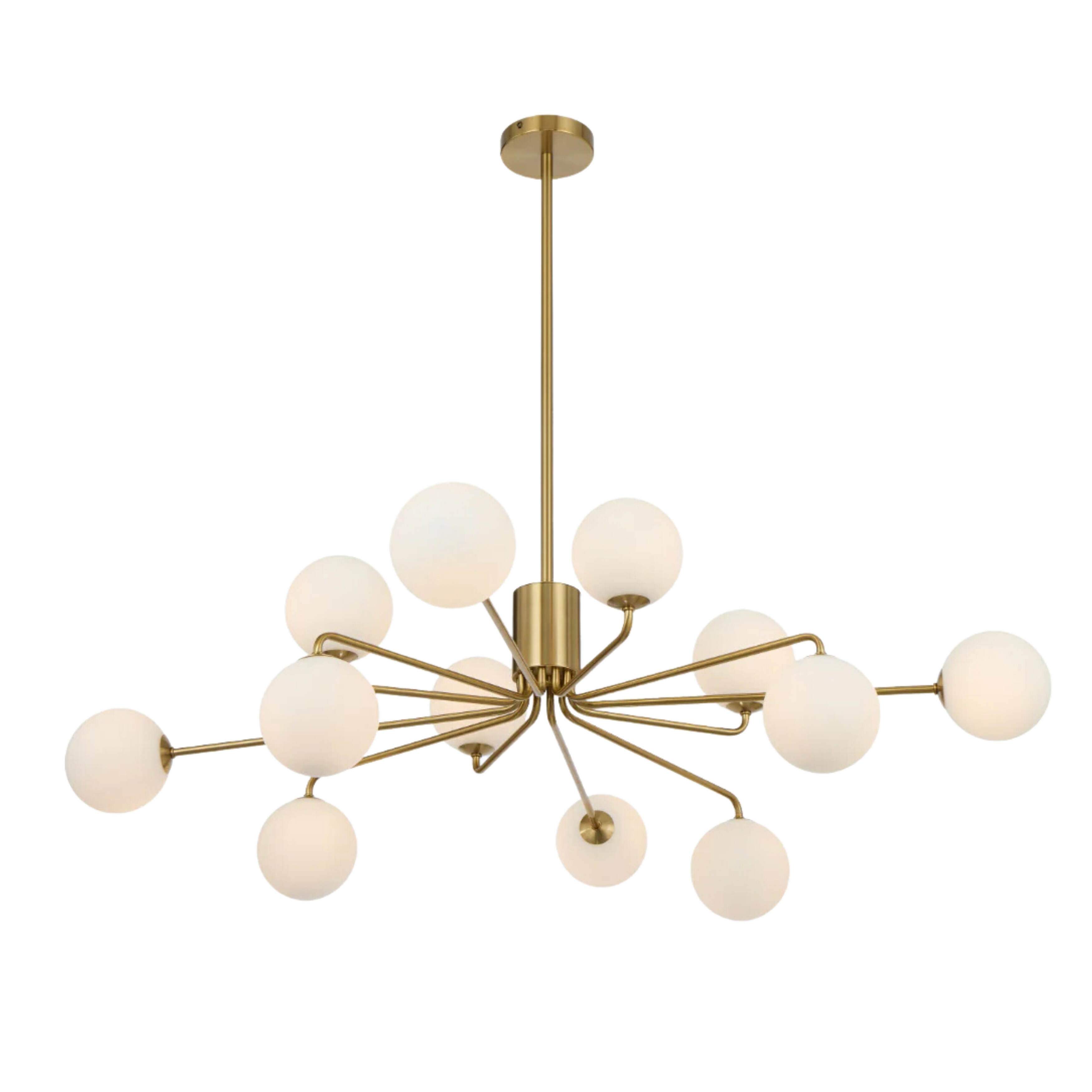 Foscani Twelve Light Opal Matt Glass Gold Pendant