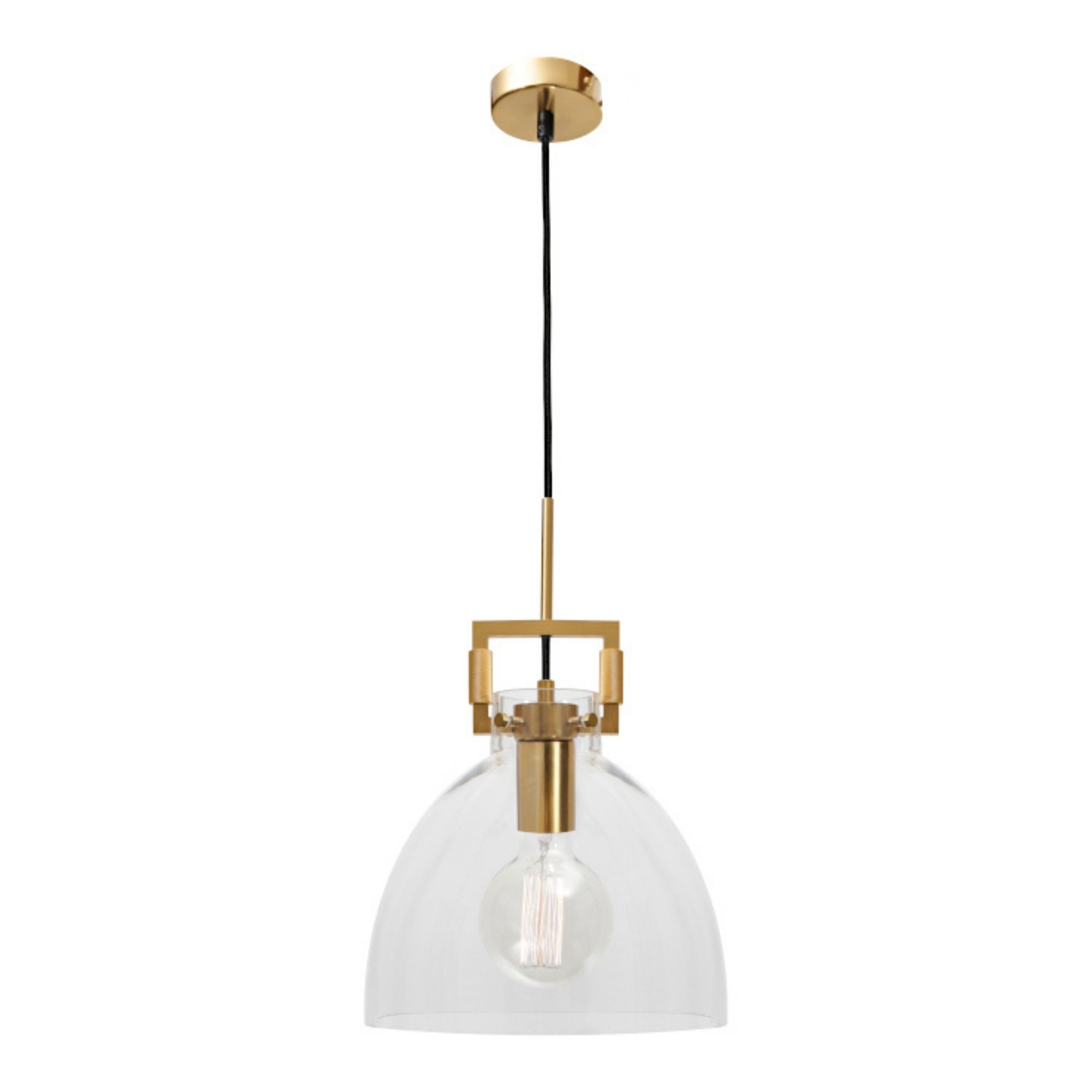 Jean Clear Glass Gold Metalware Bell Pendant