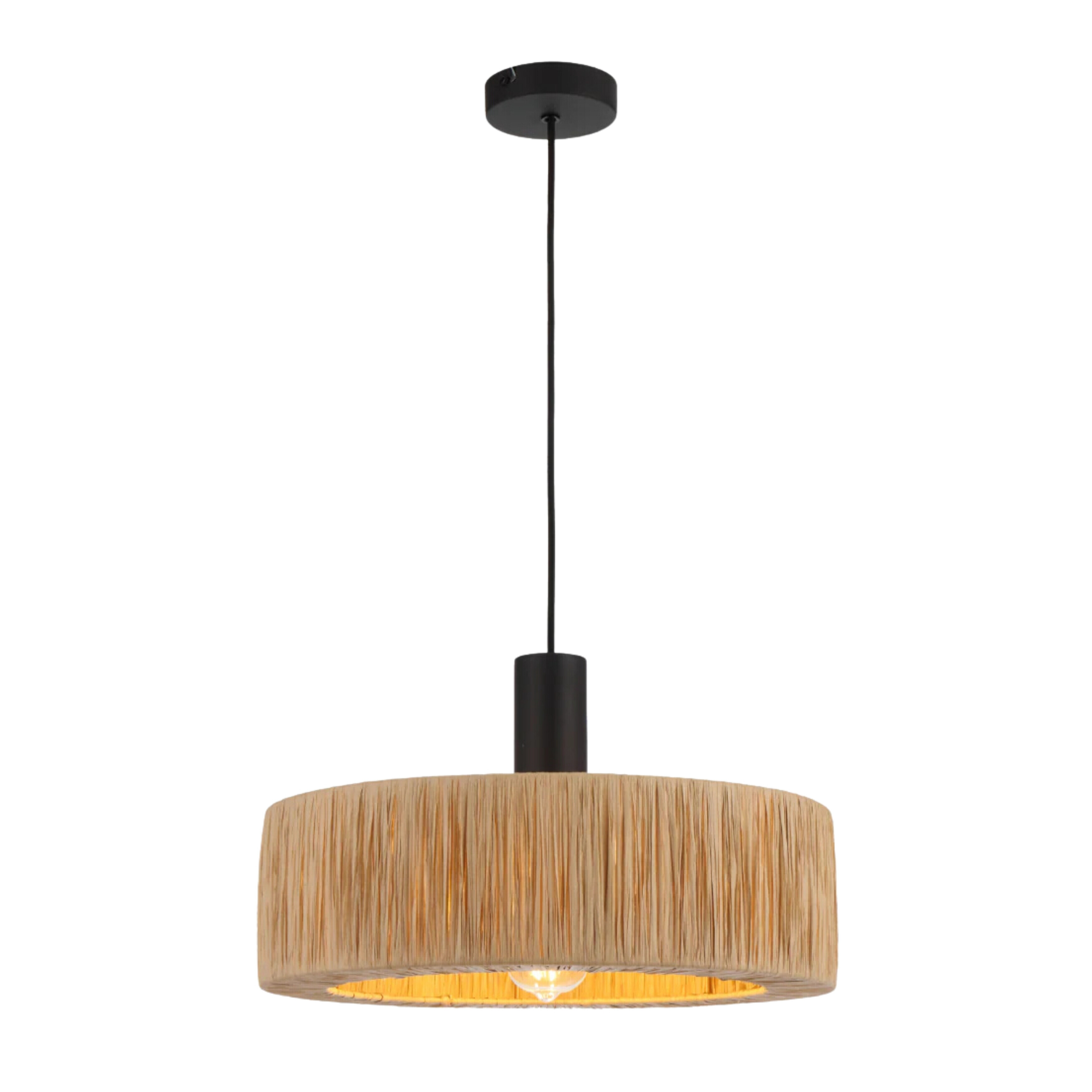 Katniss Natural Raffia Black Pendant Light
