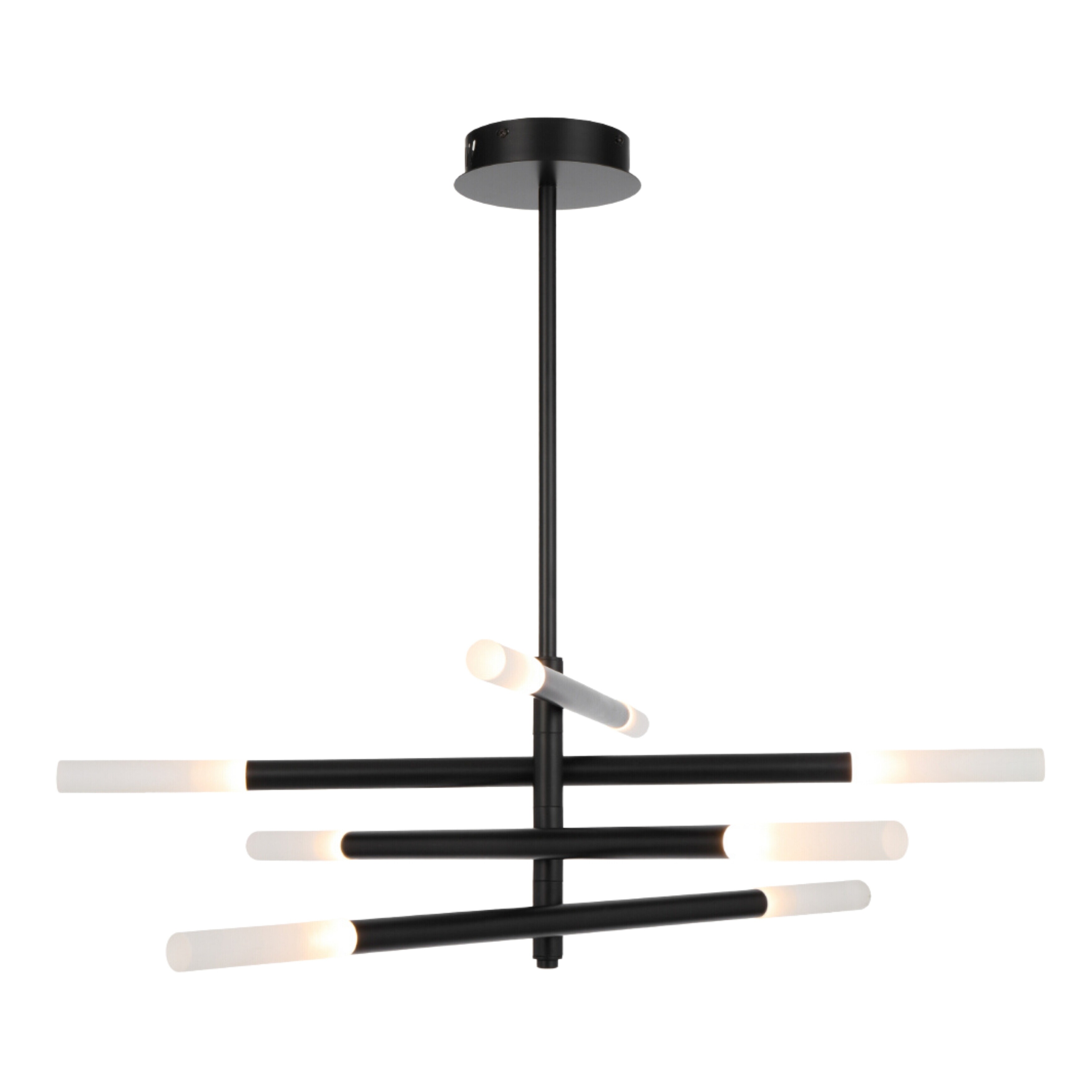 Pinsk Eight Light Black Rod Contemporary Pendant