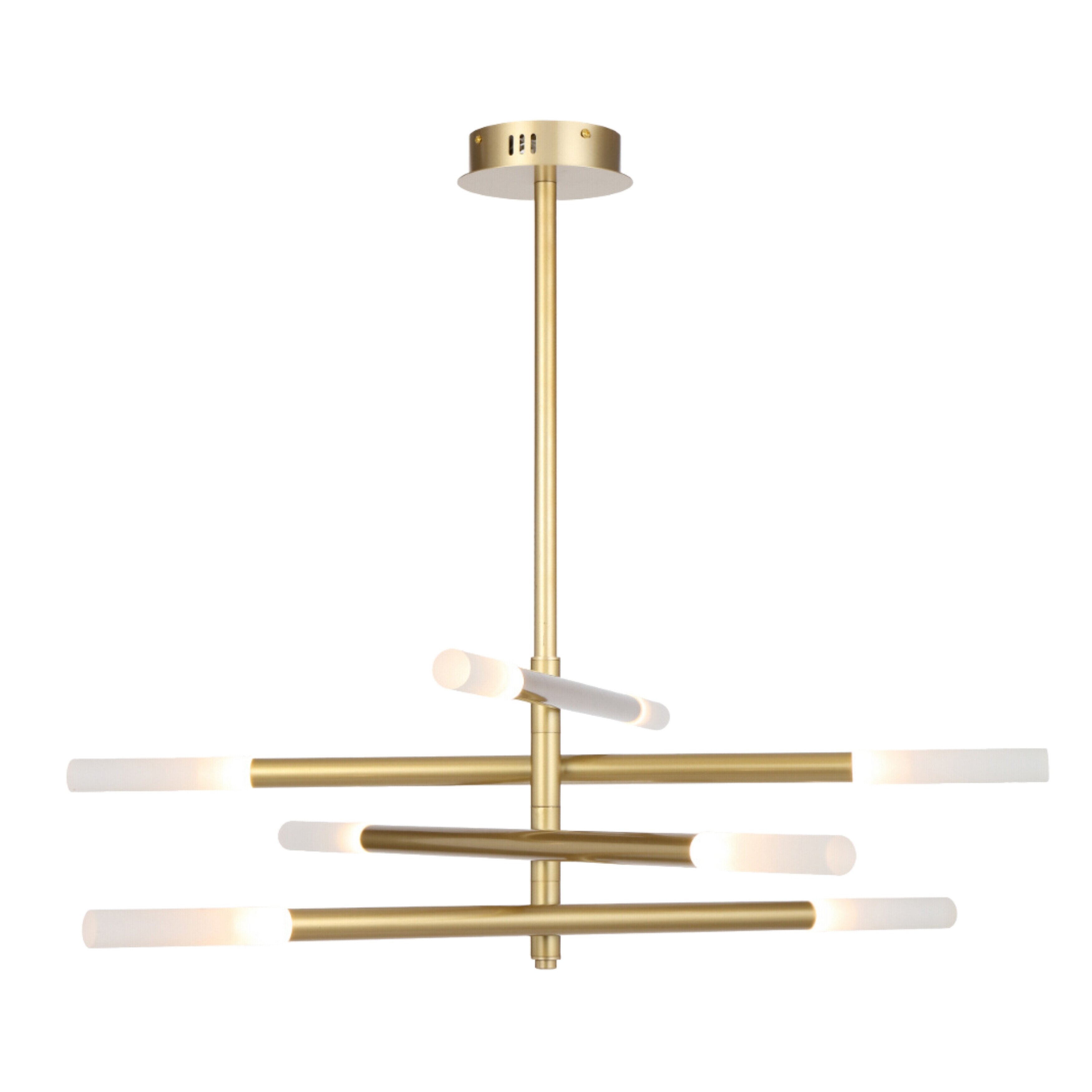 Pinsk Eight Light Golden Rod Contemporary Pendant