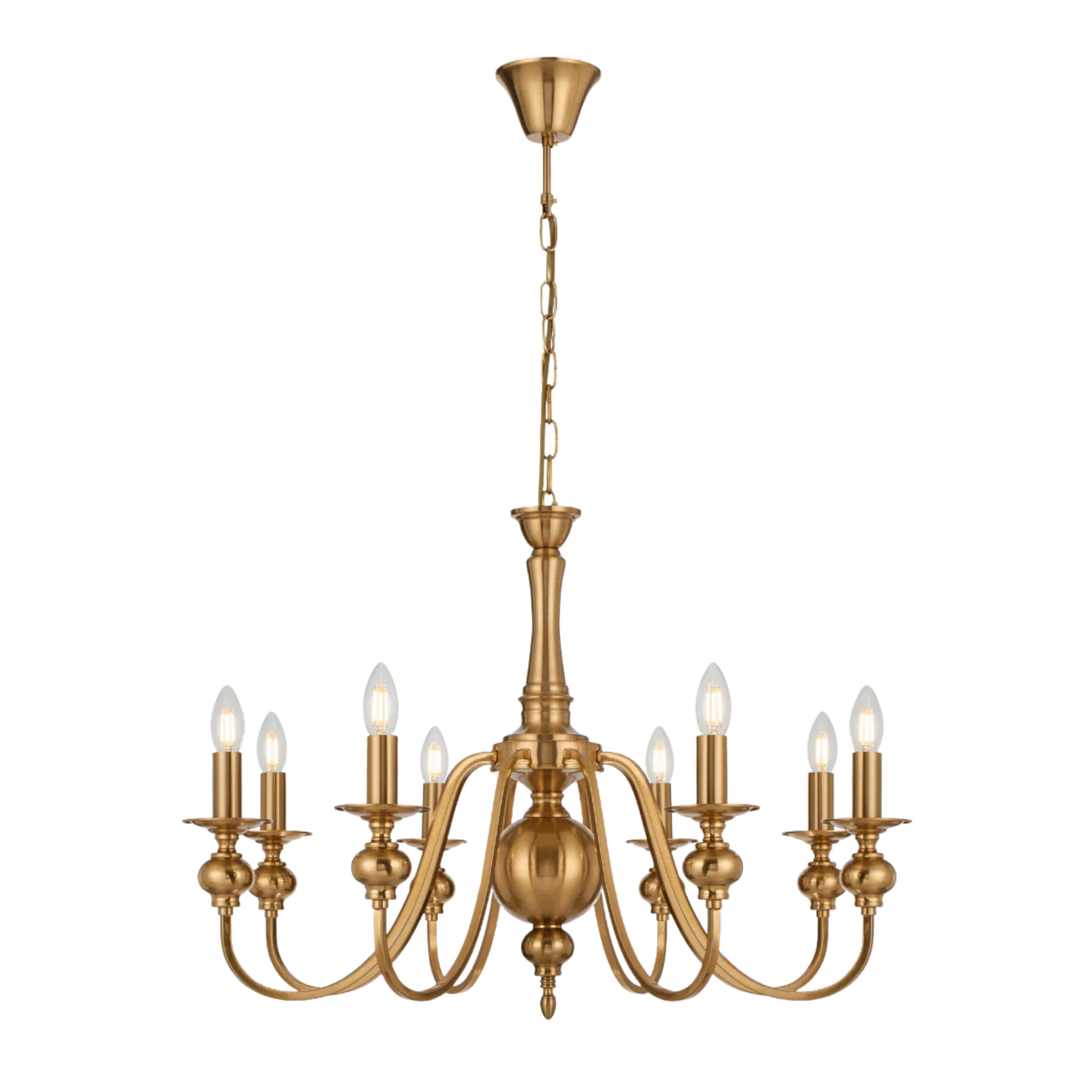 Sheridan Eight Light French Provincial Copper Candelabra Chandelier