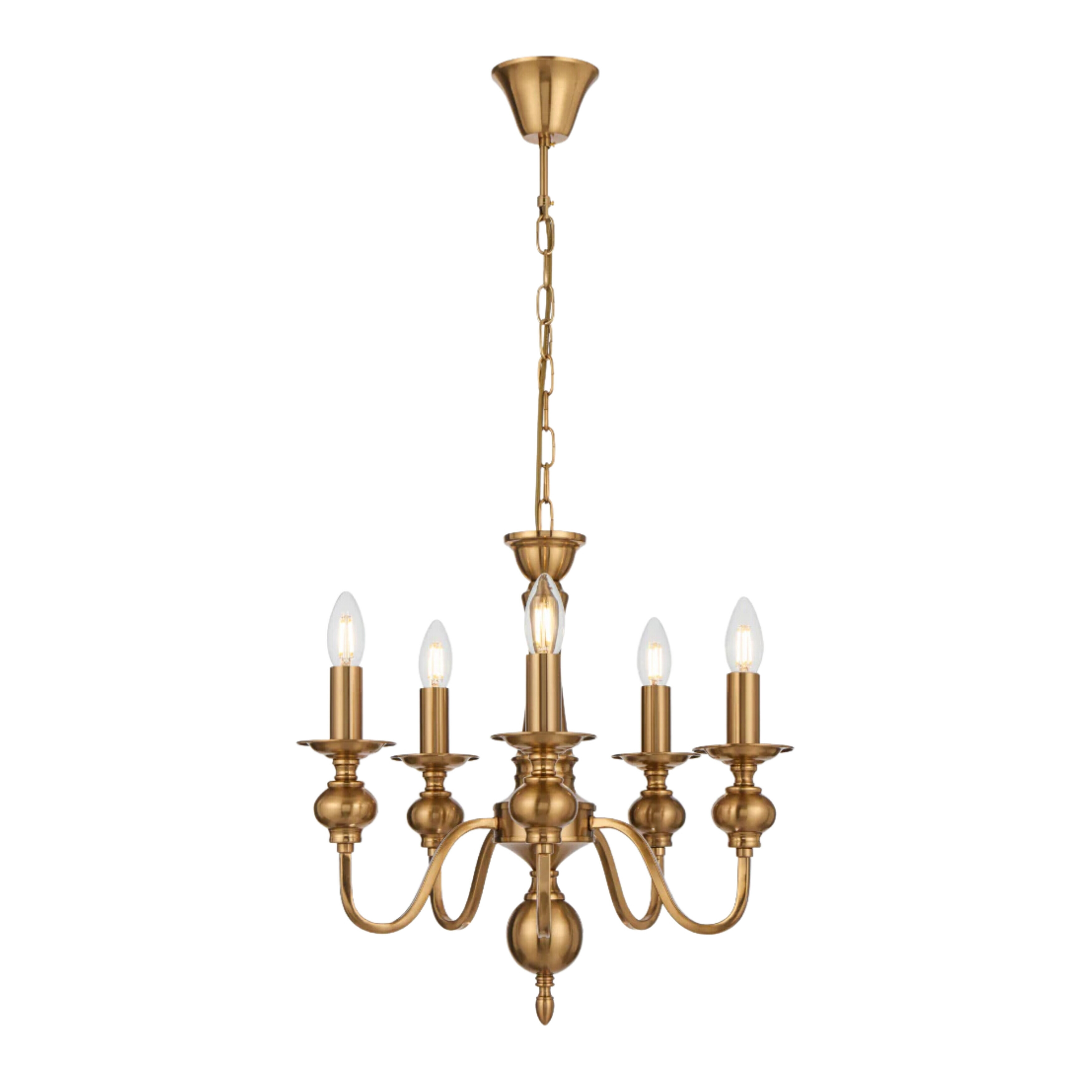 Sheridan Five Light French Provincial Copper Candelabra Chandelier
