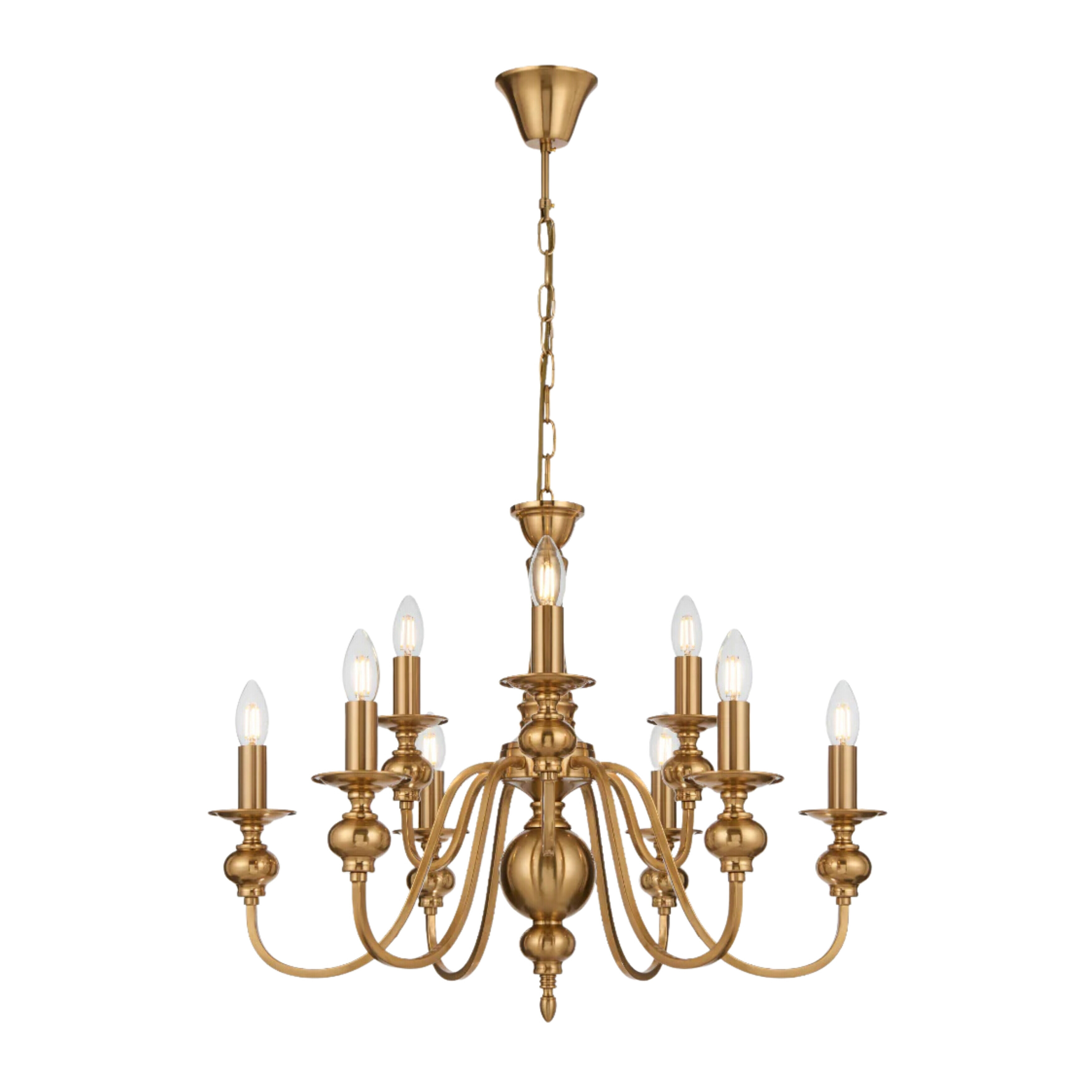 Sheridan Nine Light French Provincial Copper Candelabra Chandelier