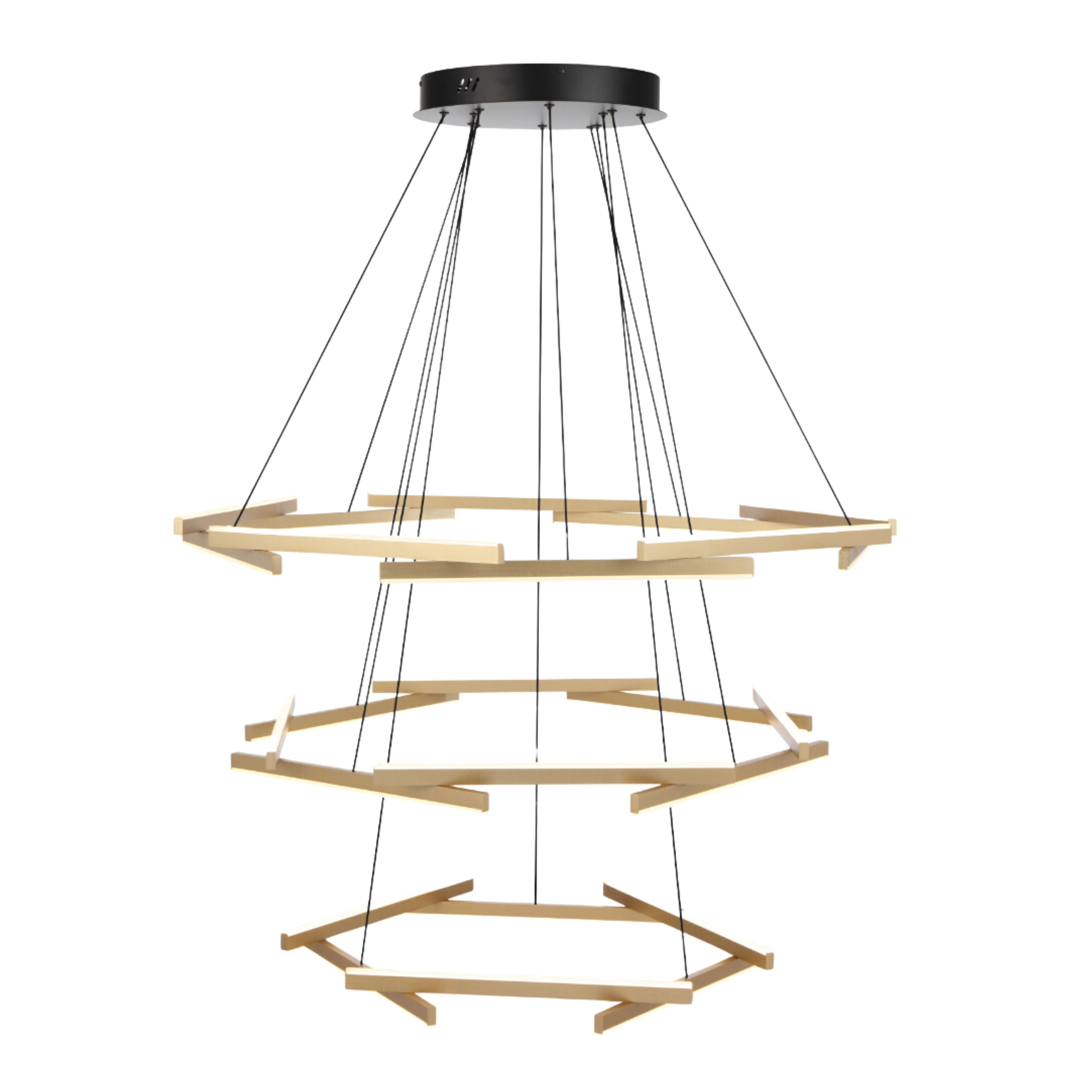 Teresina Black Gold Contemporary Octagonal LED Tiered Chandelier