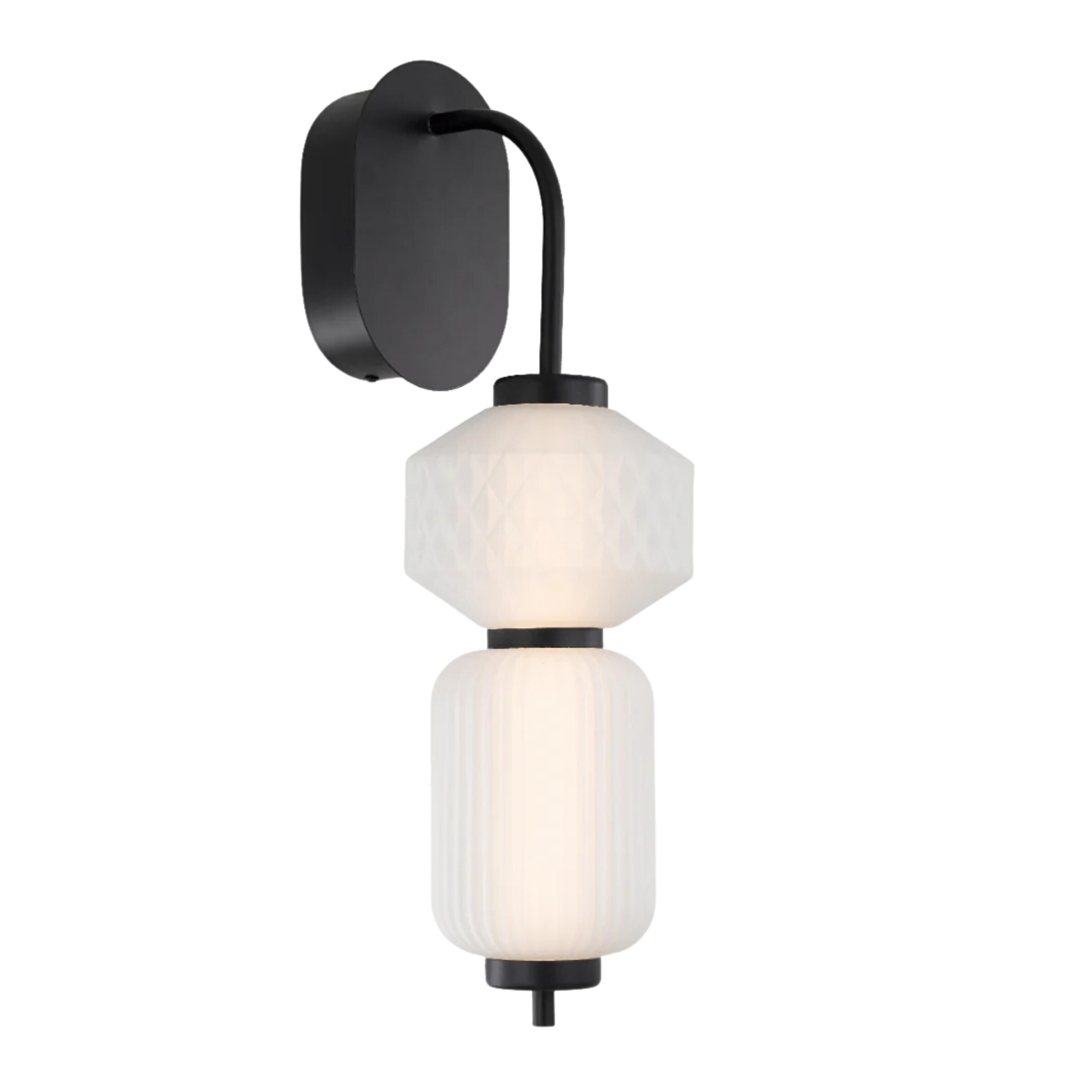 Toledo Frosted Glass Matt Black Decor Wall Light