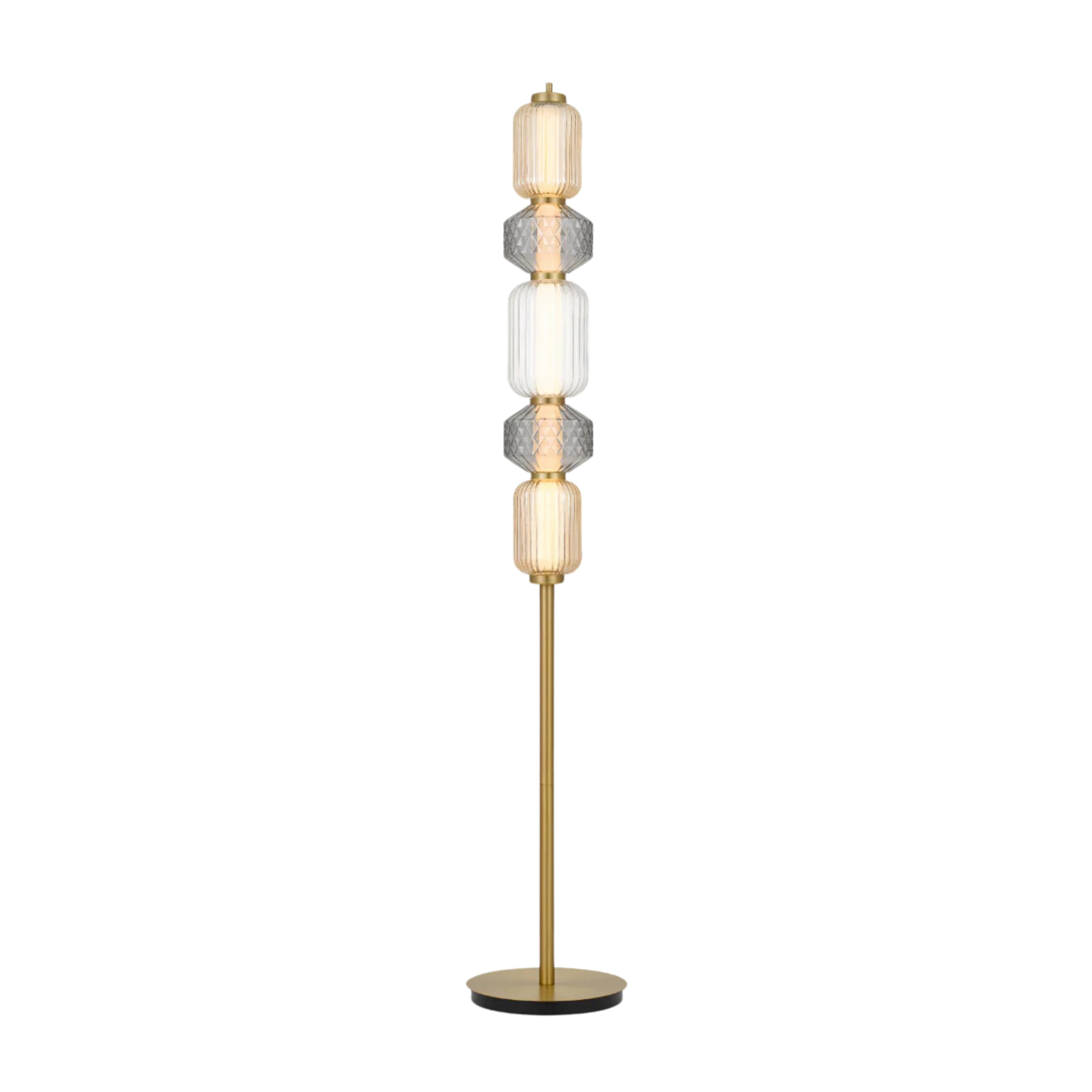 Toledo Multicoloured Glass Brass Floor Lamp