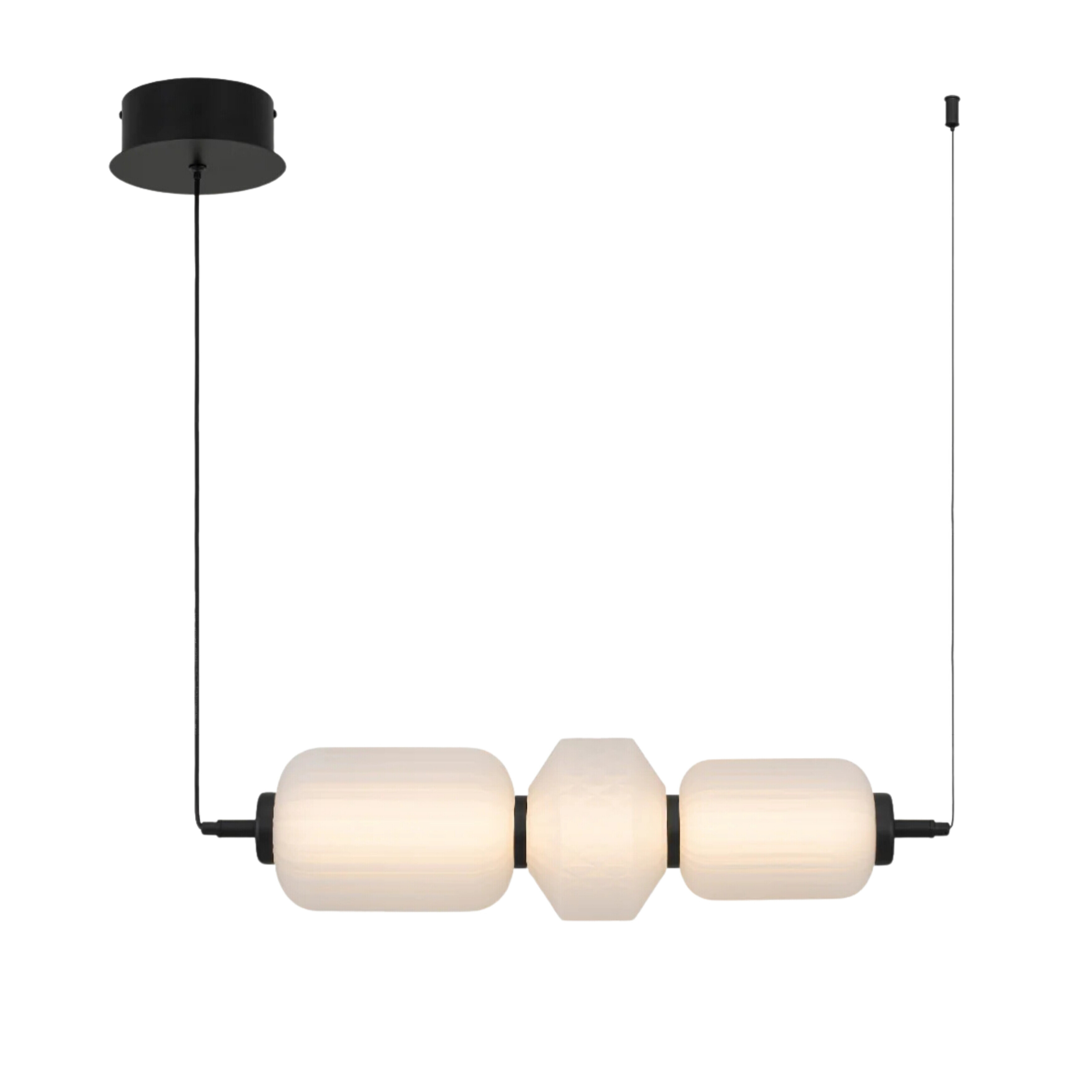 Toledo Three Light Frosted Glass Linear Bar Matt Black Pendant