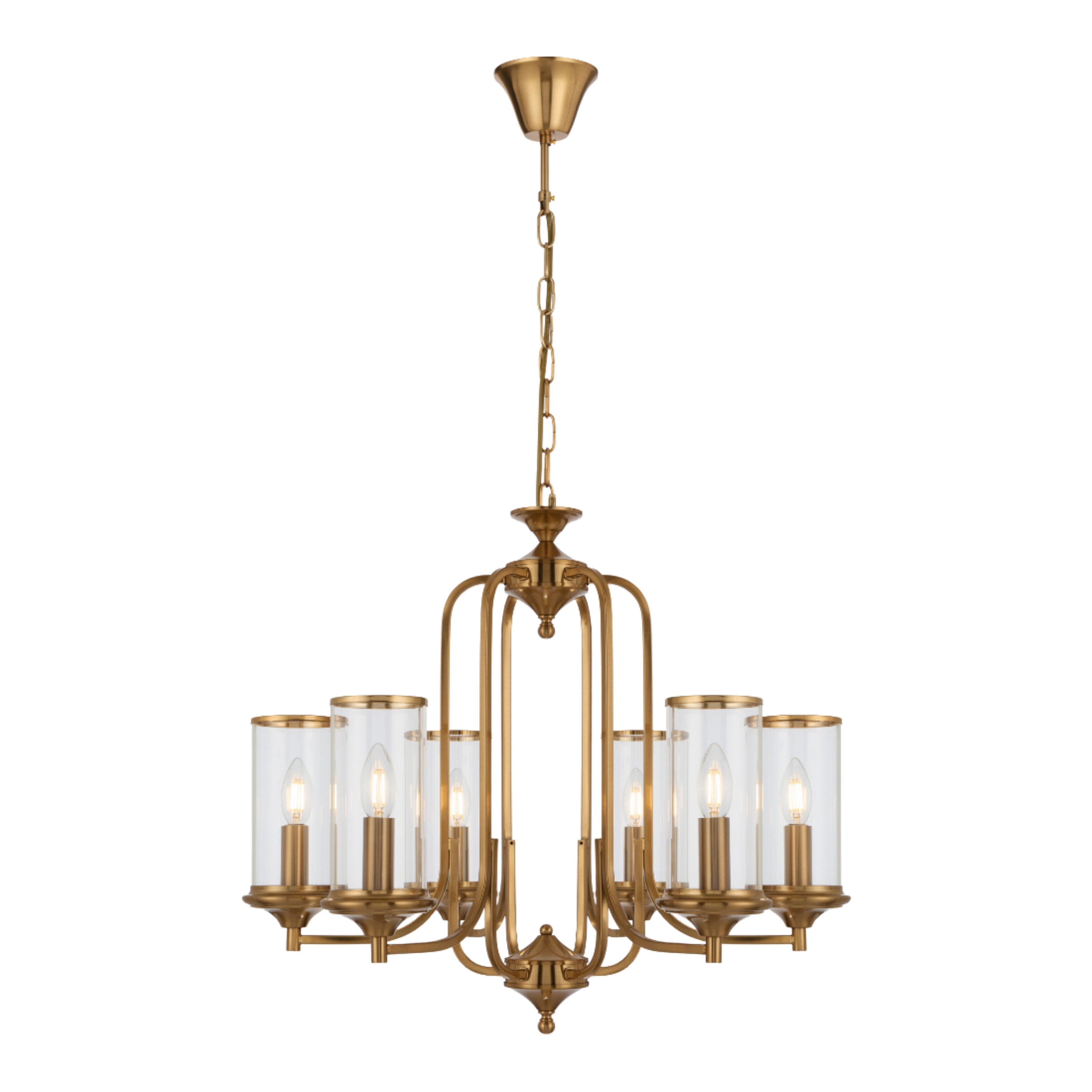 Vance Six Light Polished Copper Iron Pendant