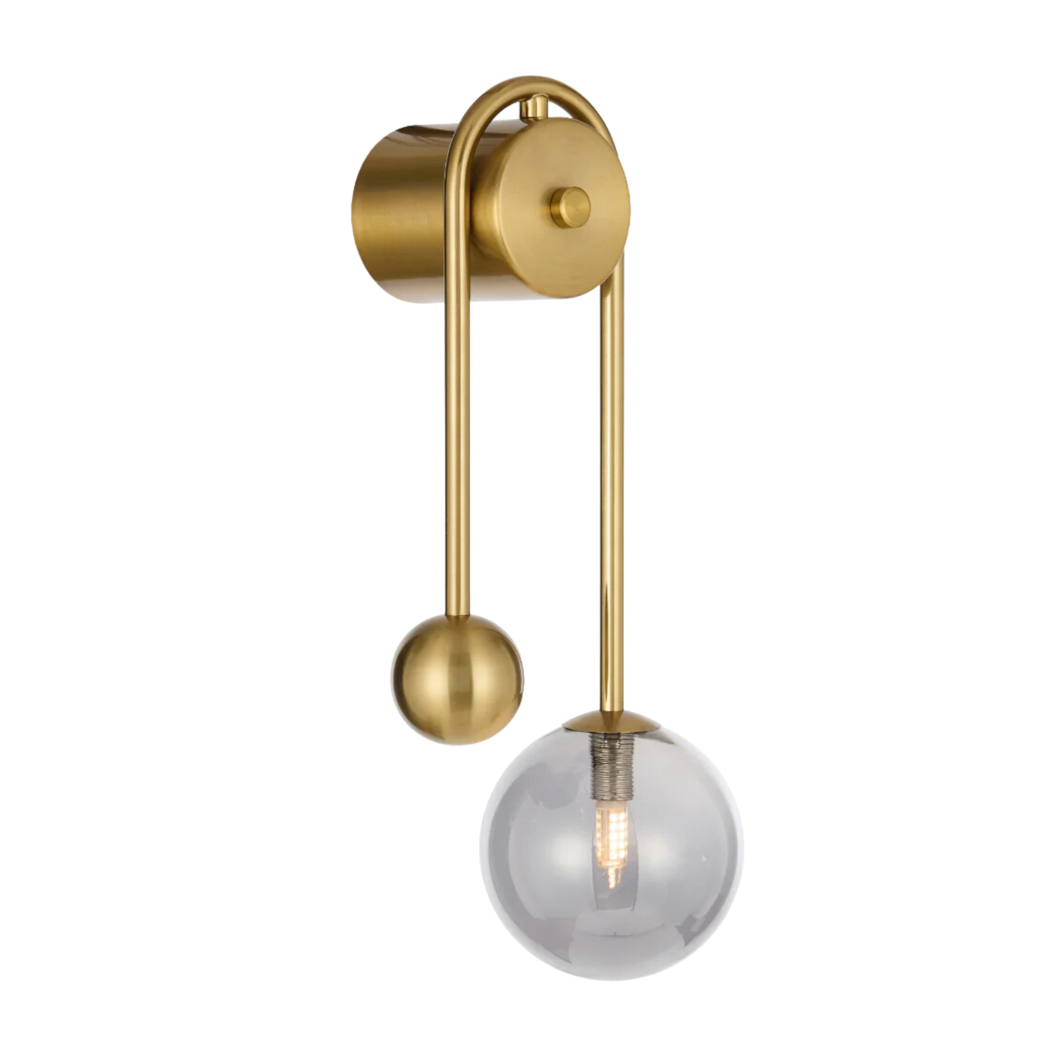 Foscani Smooth Smoke Glass Gold Arm Wall Light