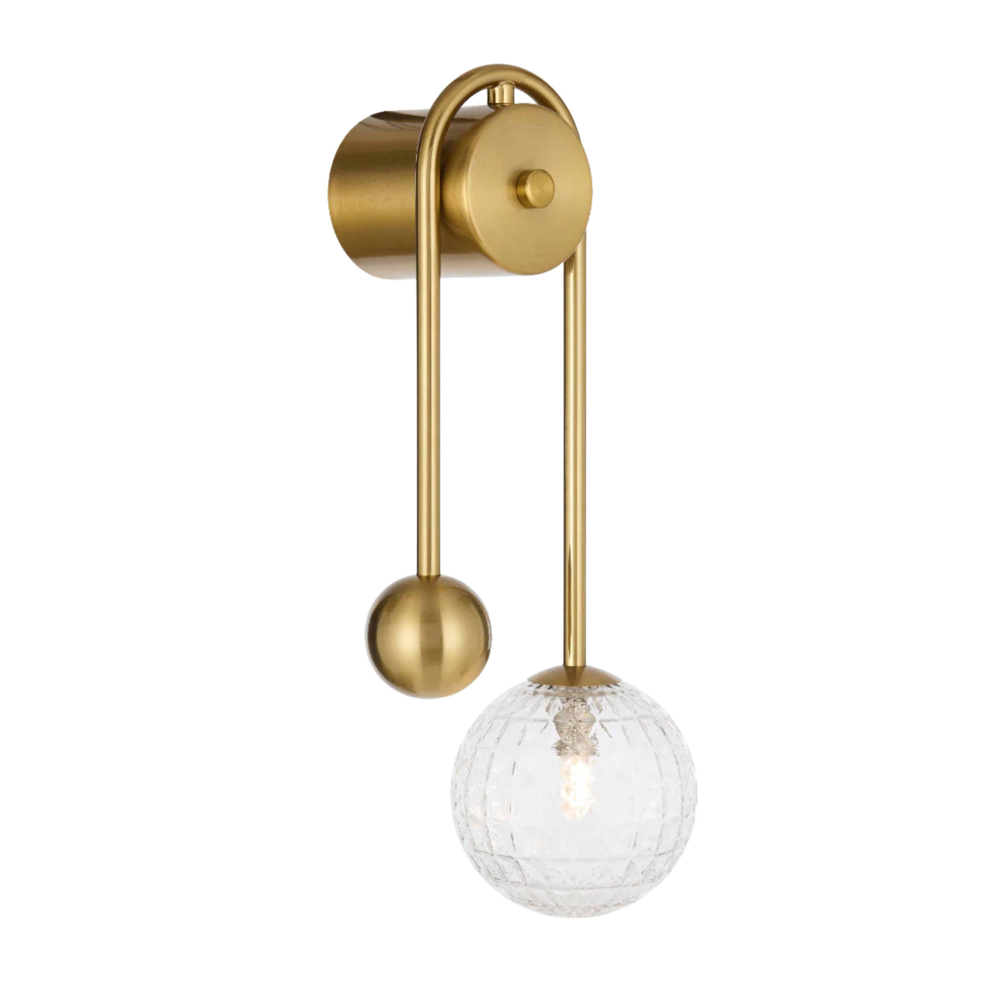 Foscani Diamond Cut Clear Glass Gold Arm Wall Light