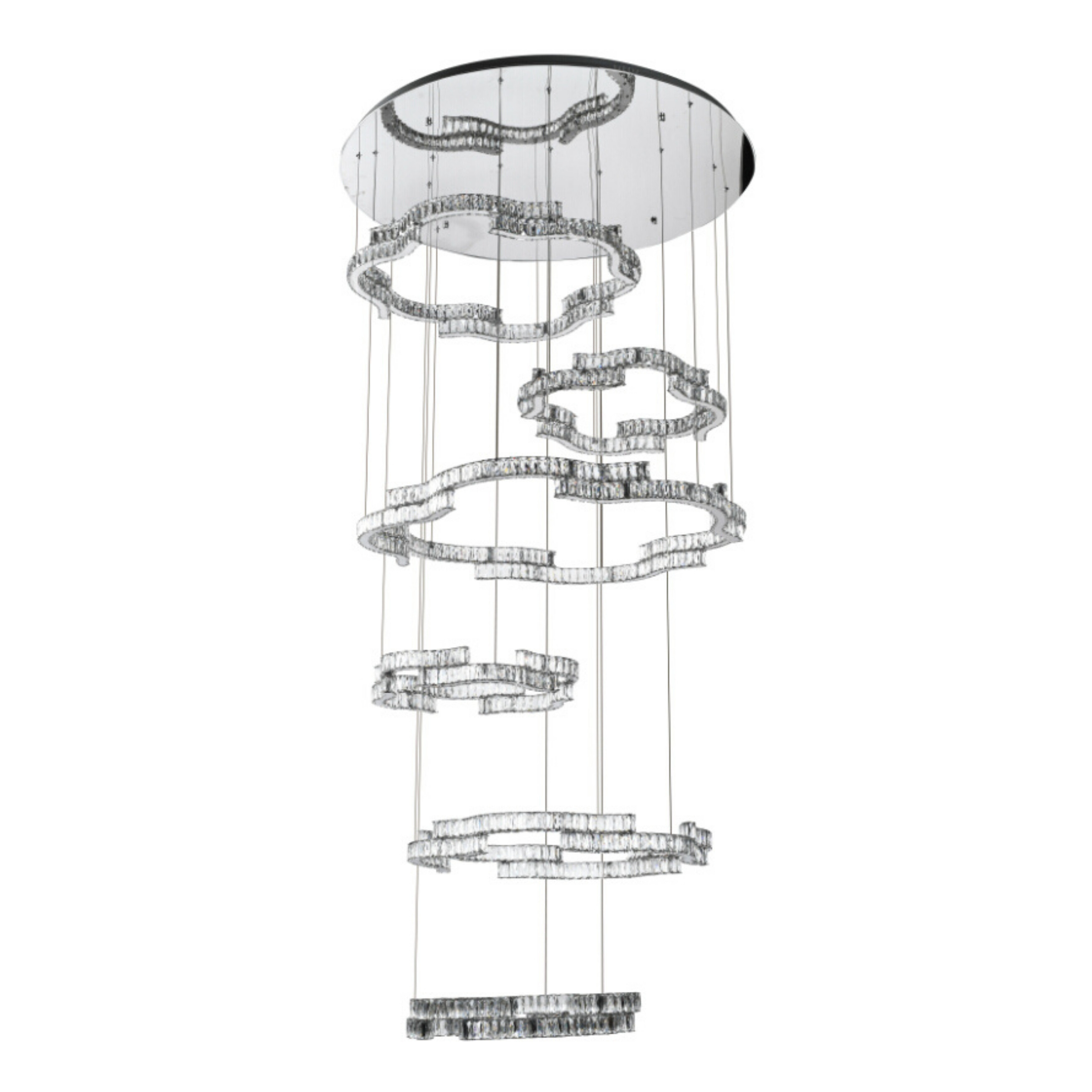 Jinan Six Tiered Chrome Crystal 3CCT LED Chandelier