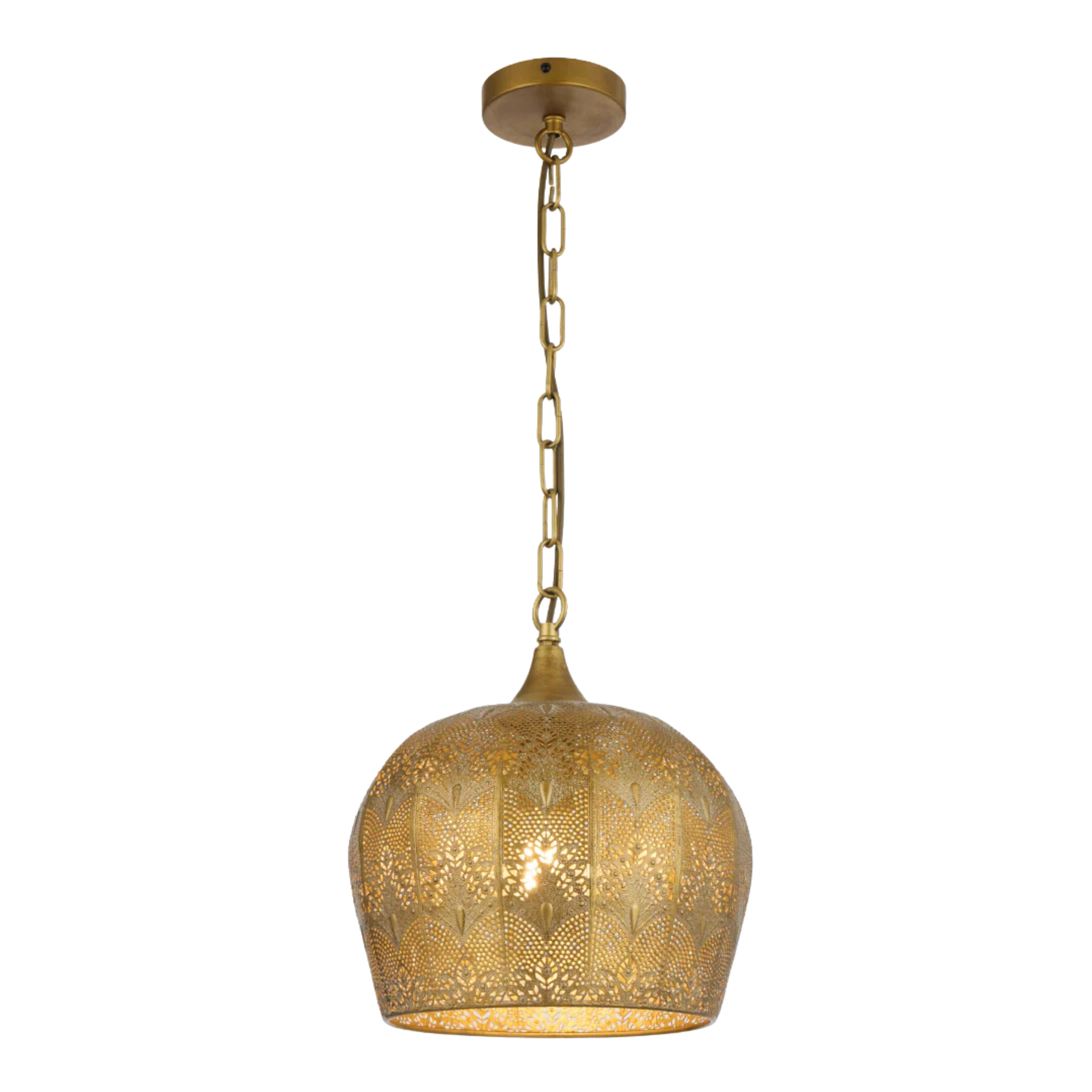 Marius Perforated Iron Antique Brass Moroccan Pendant Light
