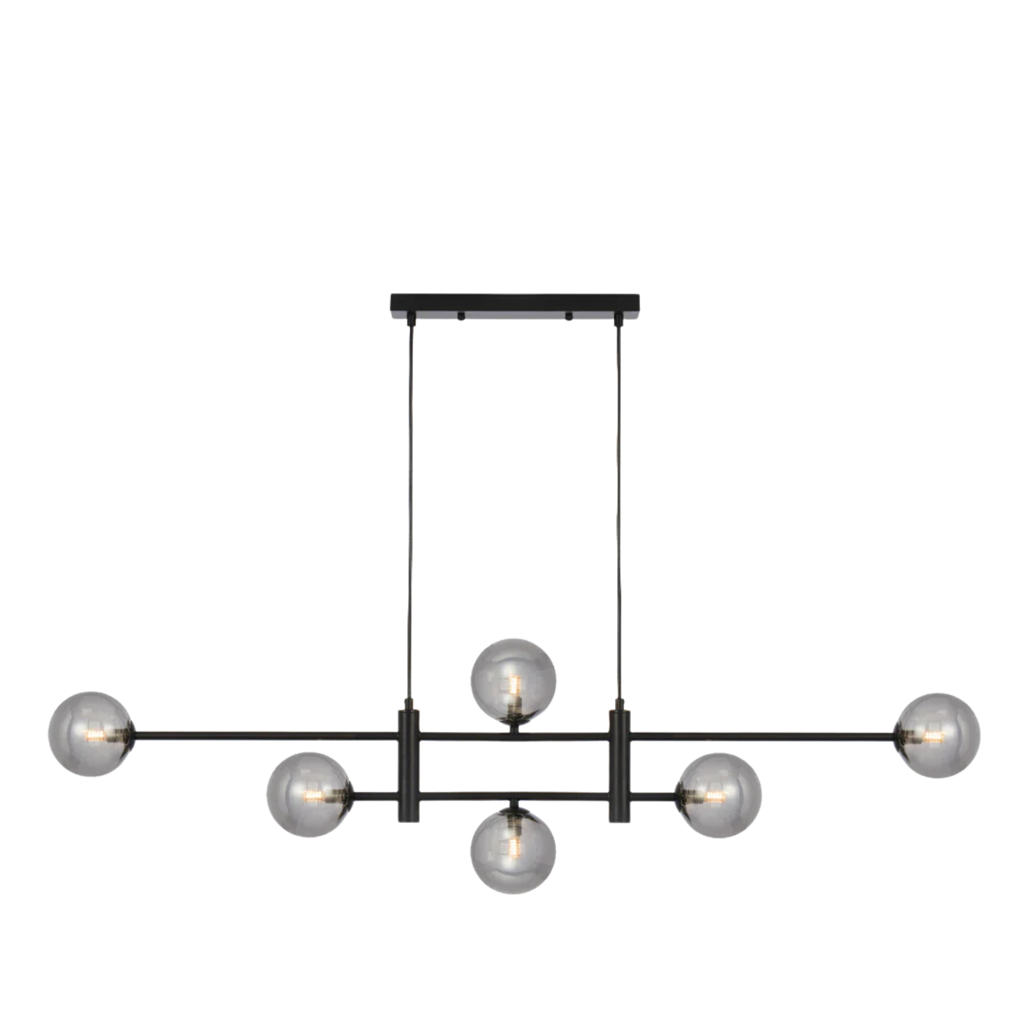 Tilian Six Light Smoke Glass Black Pendant