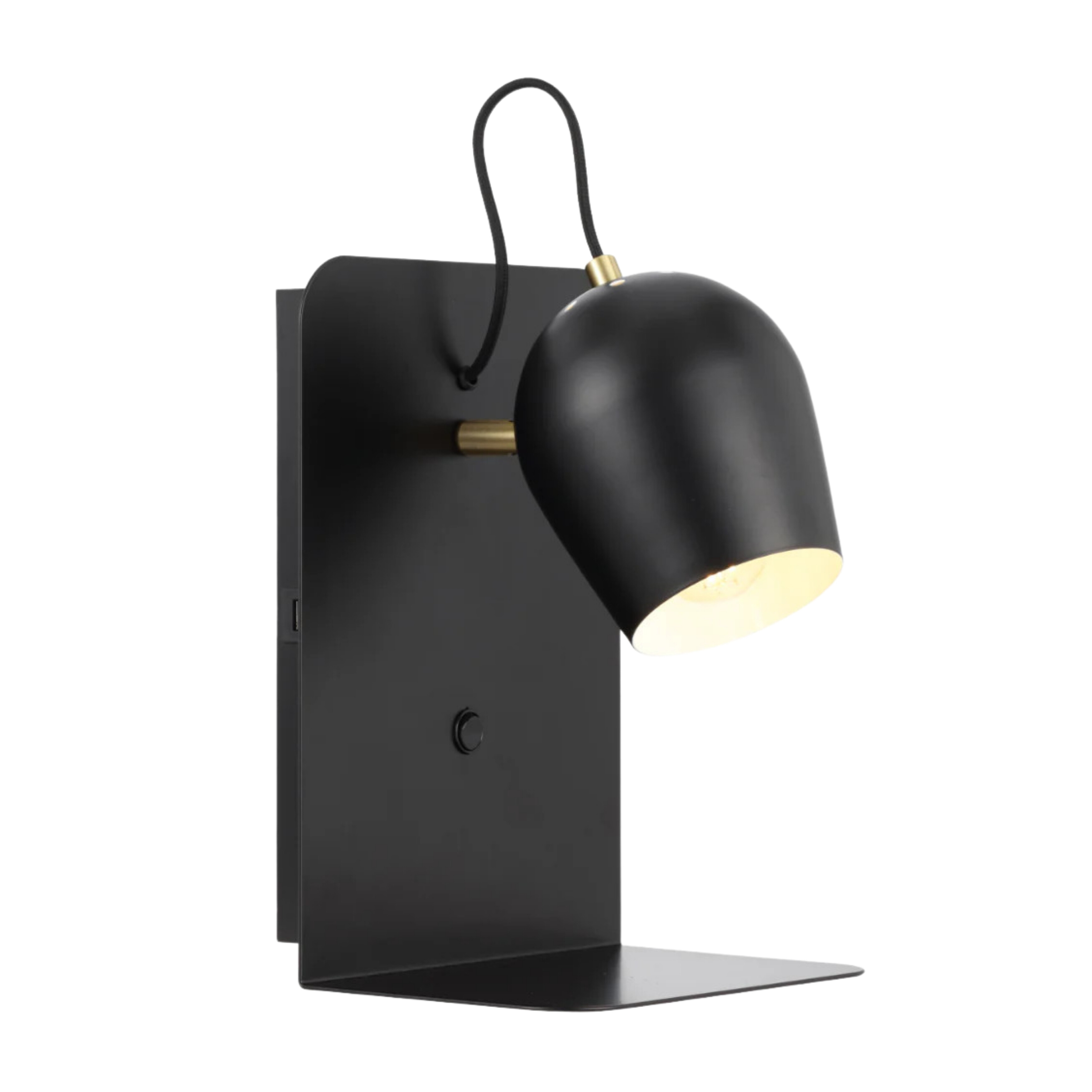 Sheena Black Bedside Wall Light with Switch and USB Port