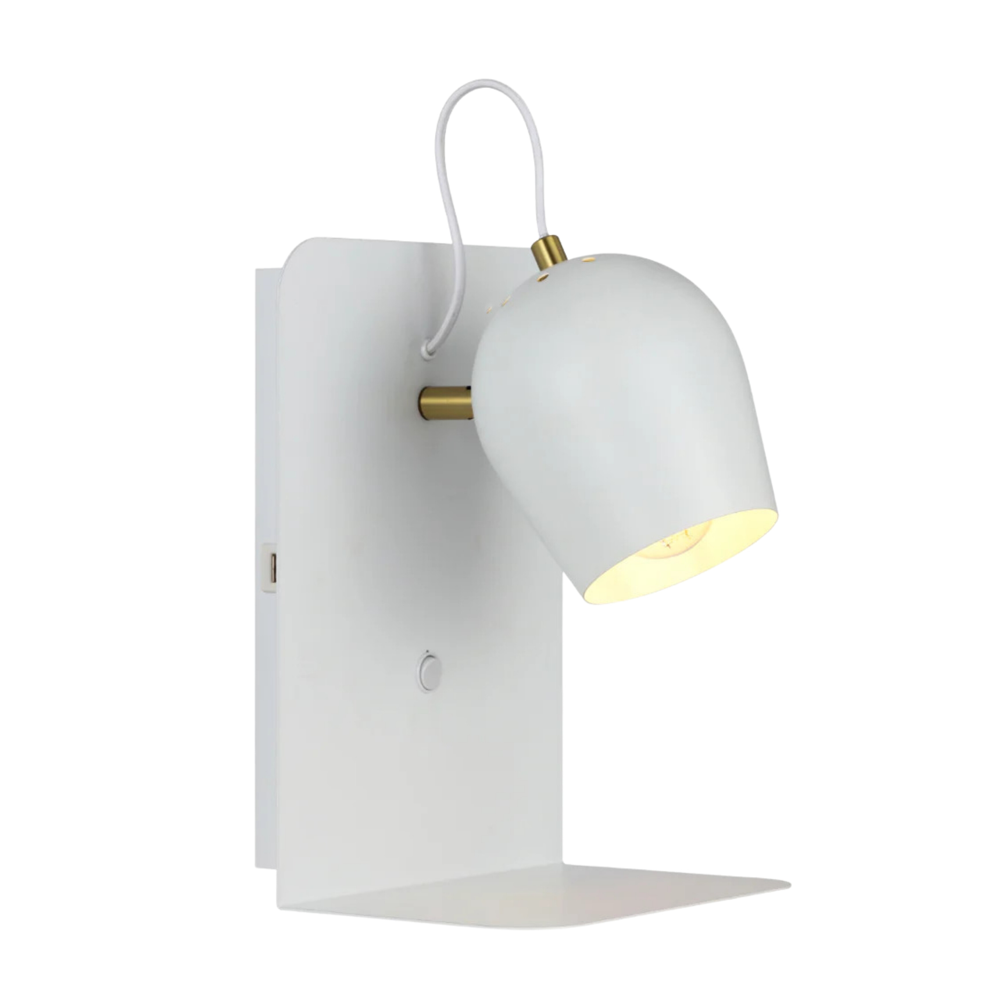 Sheena White Bedside Wall Light with Switch and USB Port