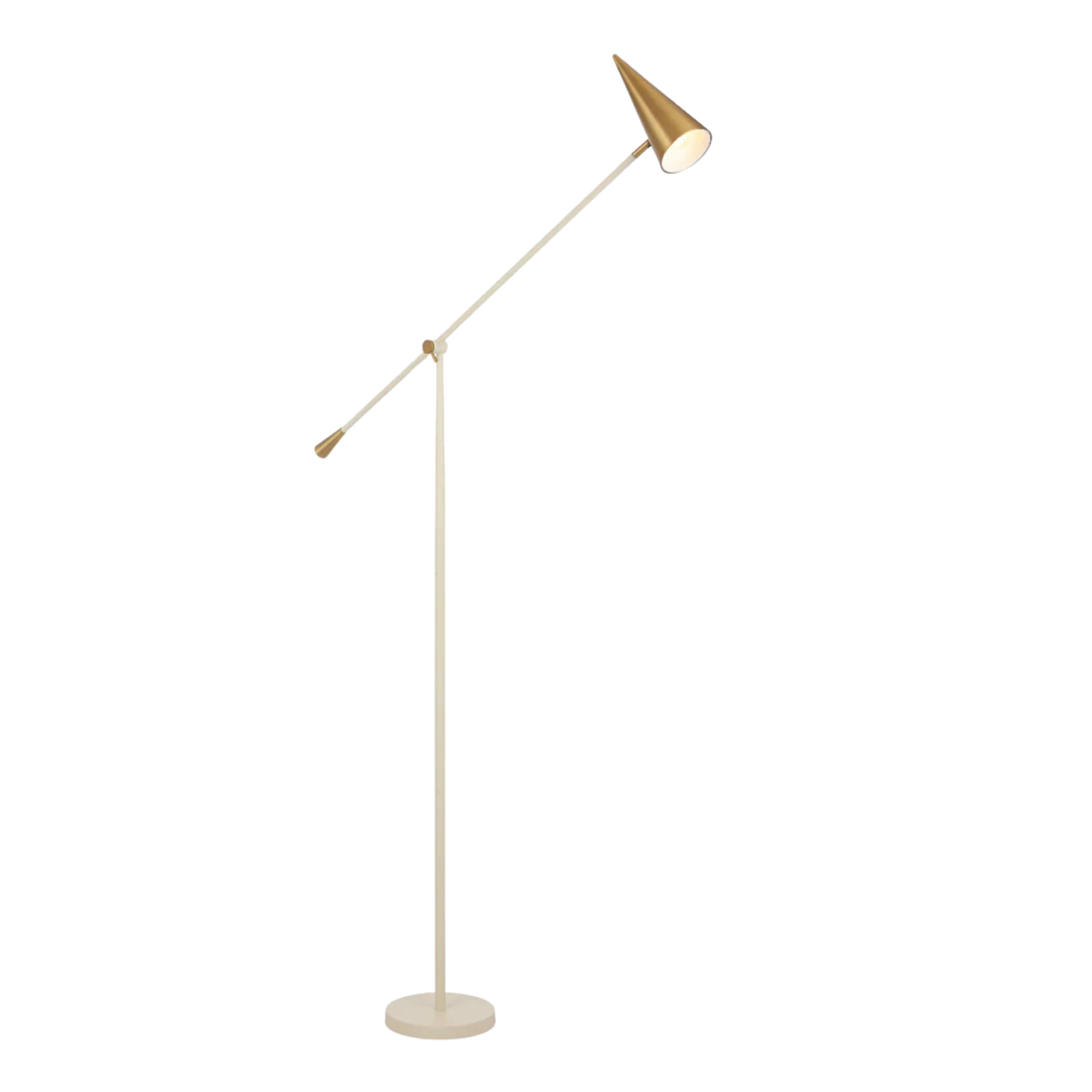 Jamina Beige Brass Contemporary Floor Lamp