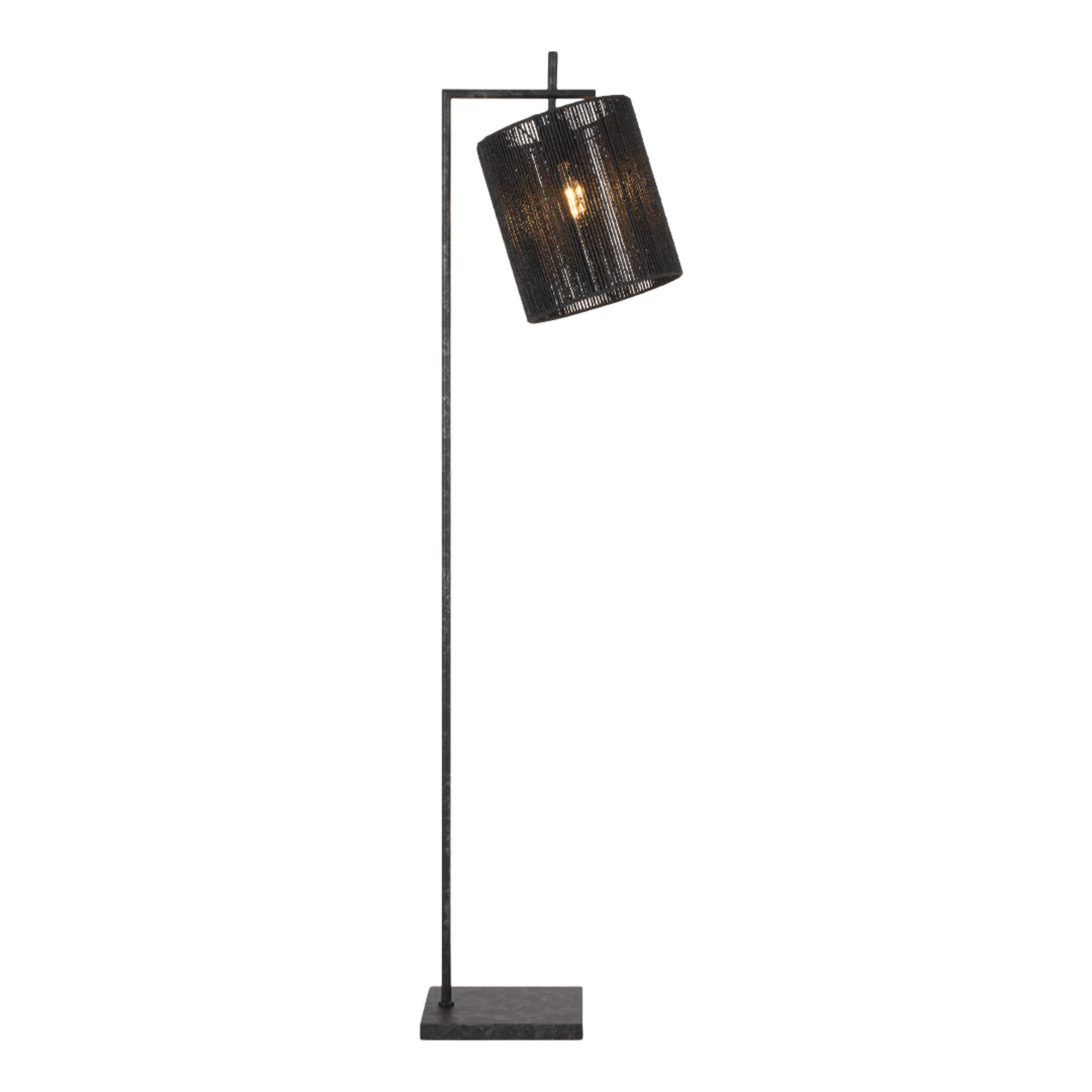Lucilia Black Braided Fiber Shade Gun Metal Floor Lamp