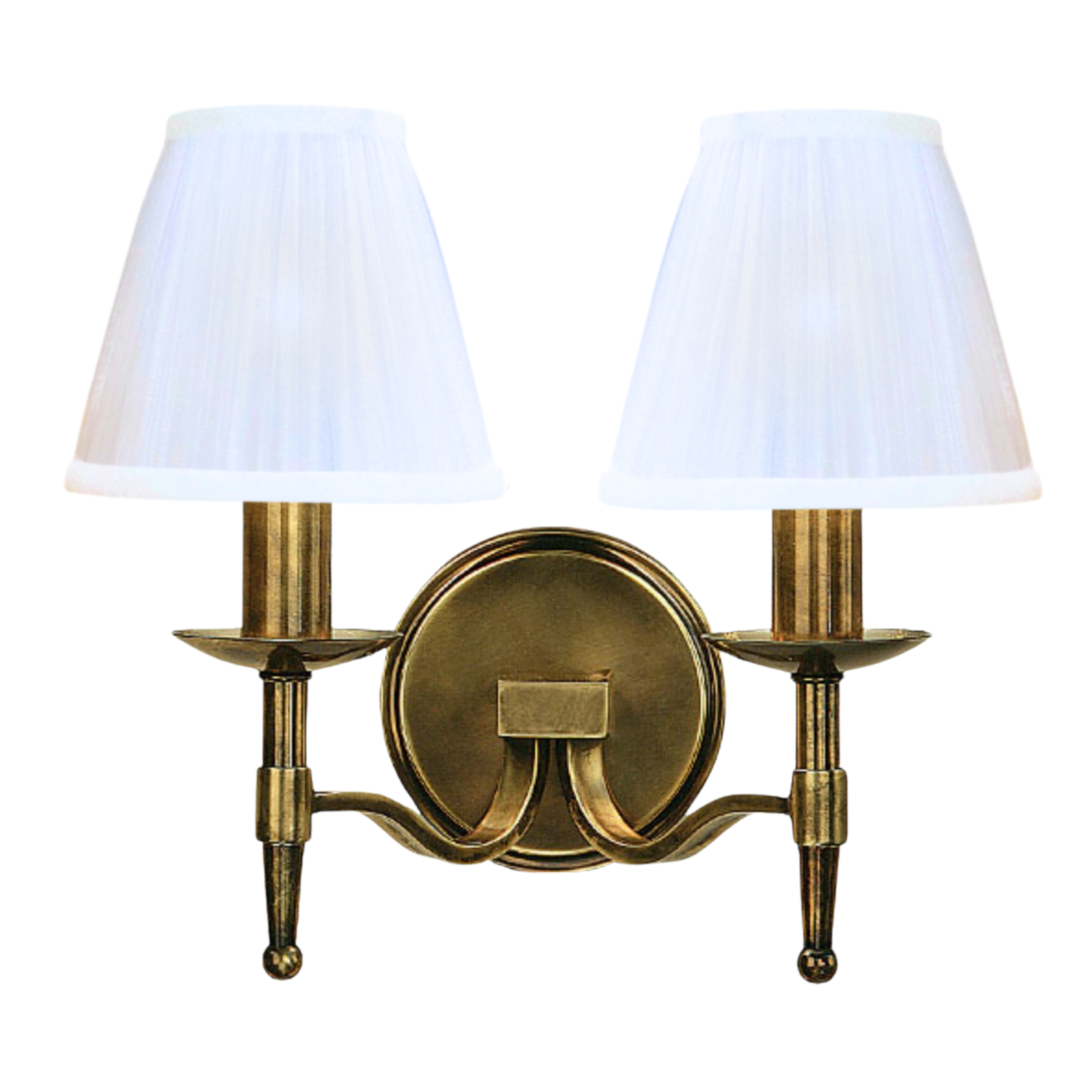 Stanford 2 Light Brass Wall Lamp - White
