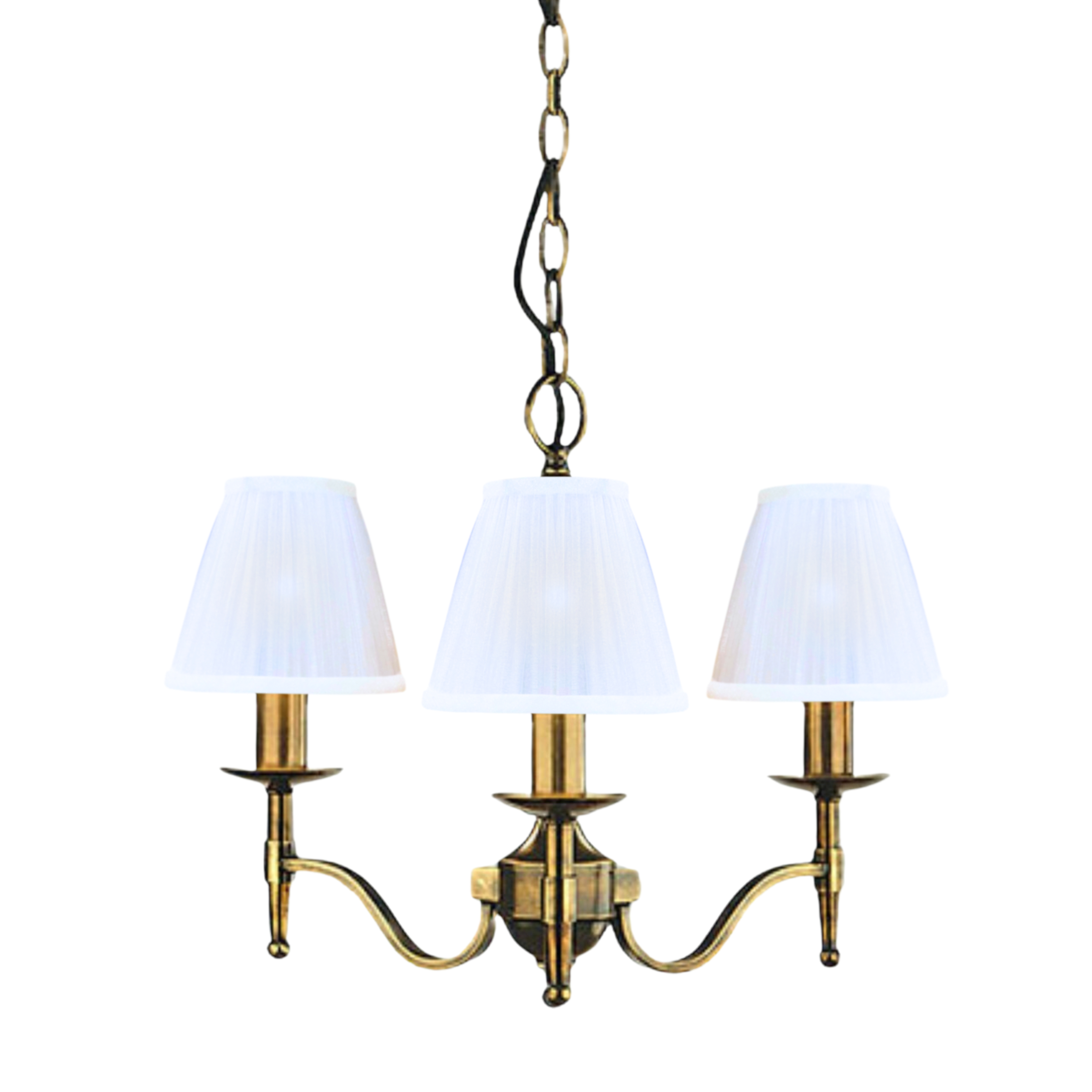 Stanford 3 Light Brass Chandelier - White
