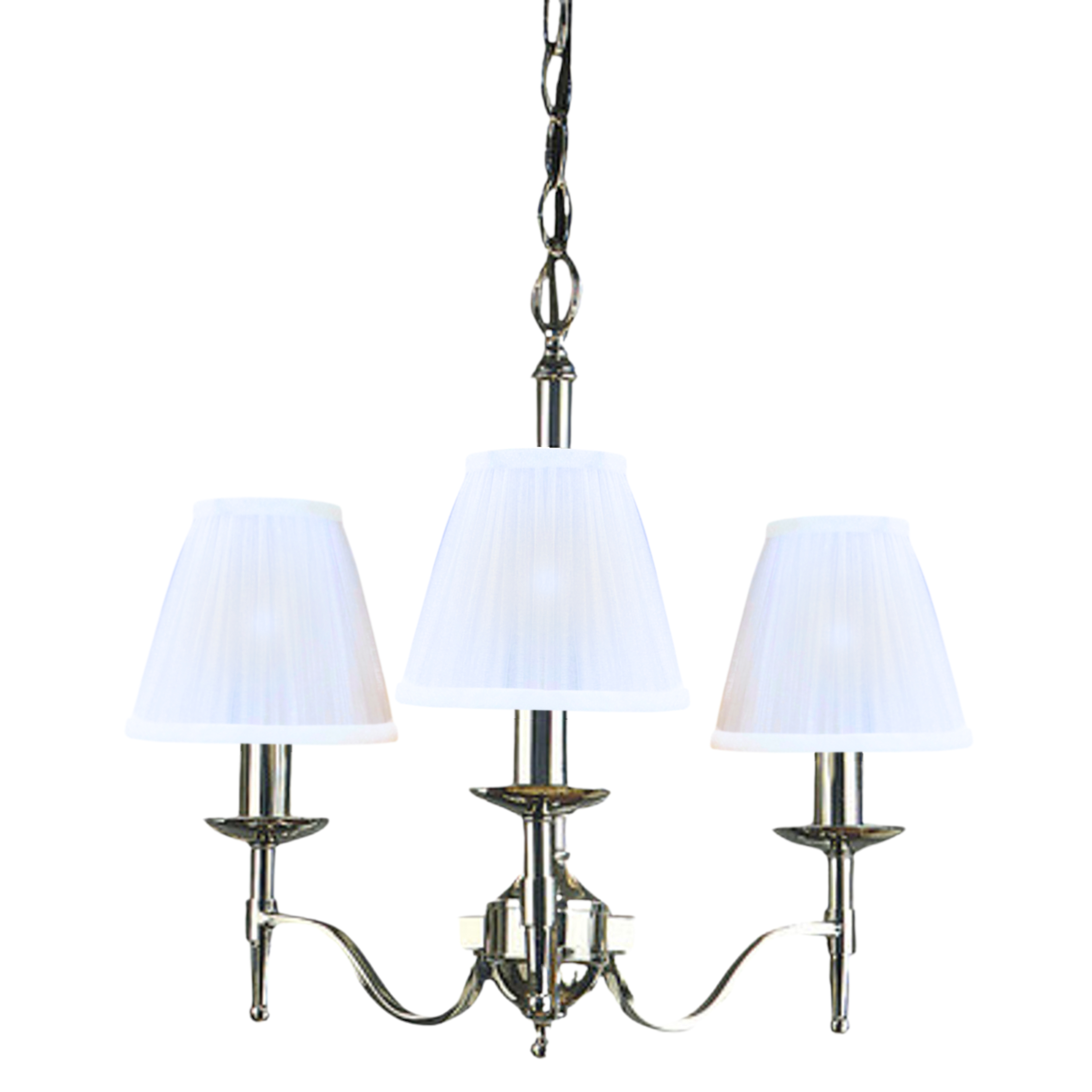 Stanford 3 Light Nickel Chandelier - White