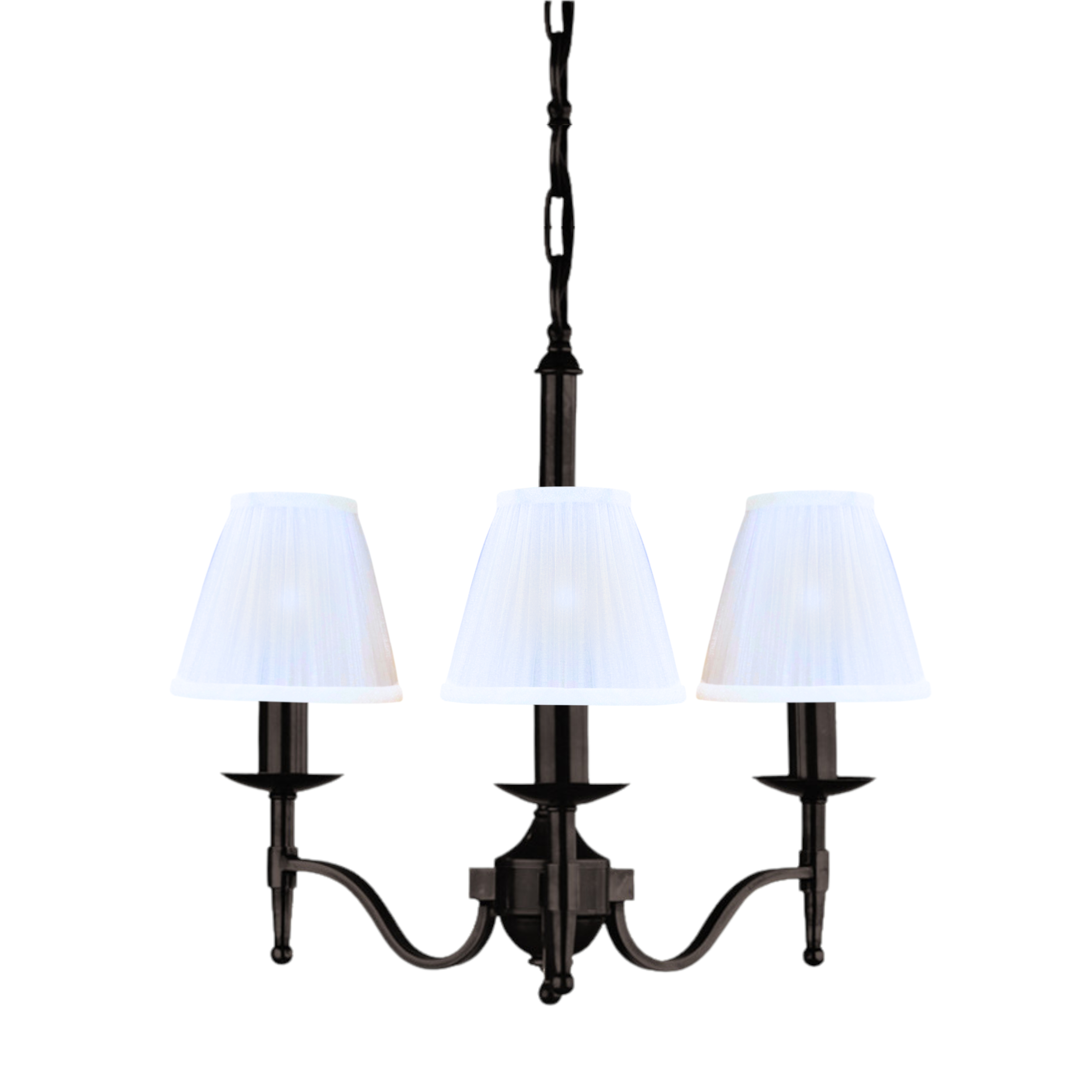 Stanford 3 Light Bronze Chandelier - White