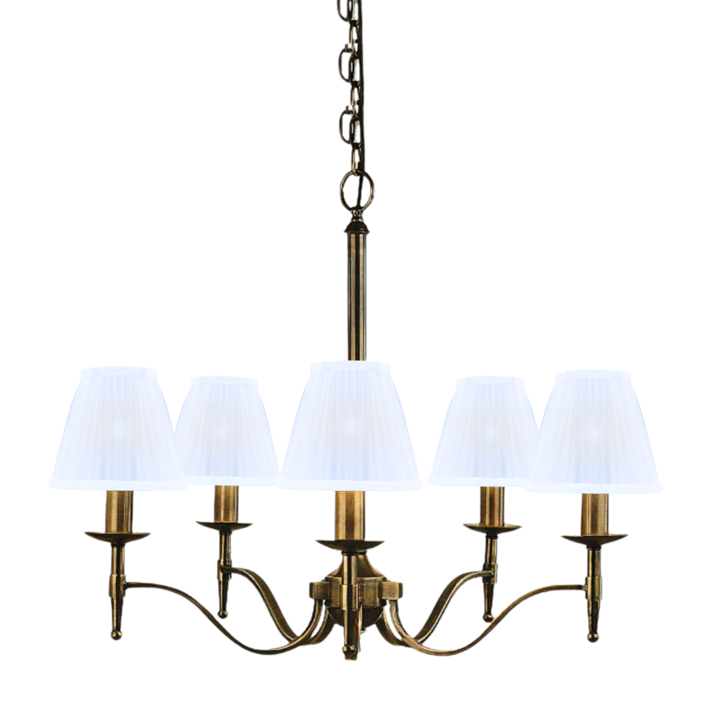 Stanford 5 Light Brass Chandelier - White