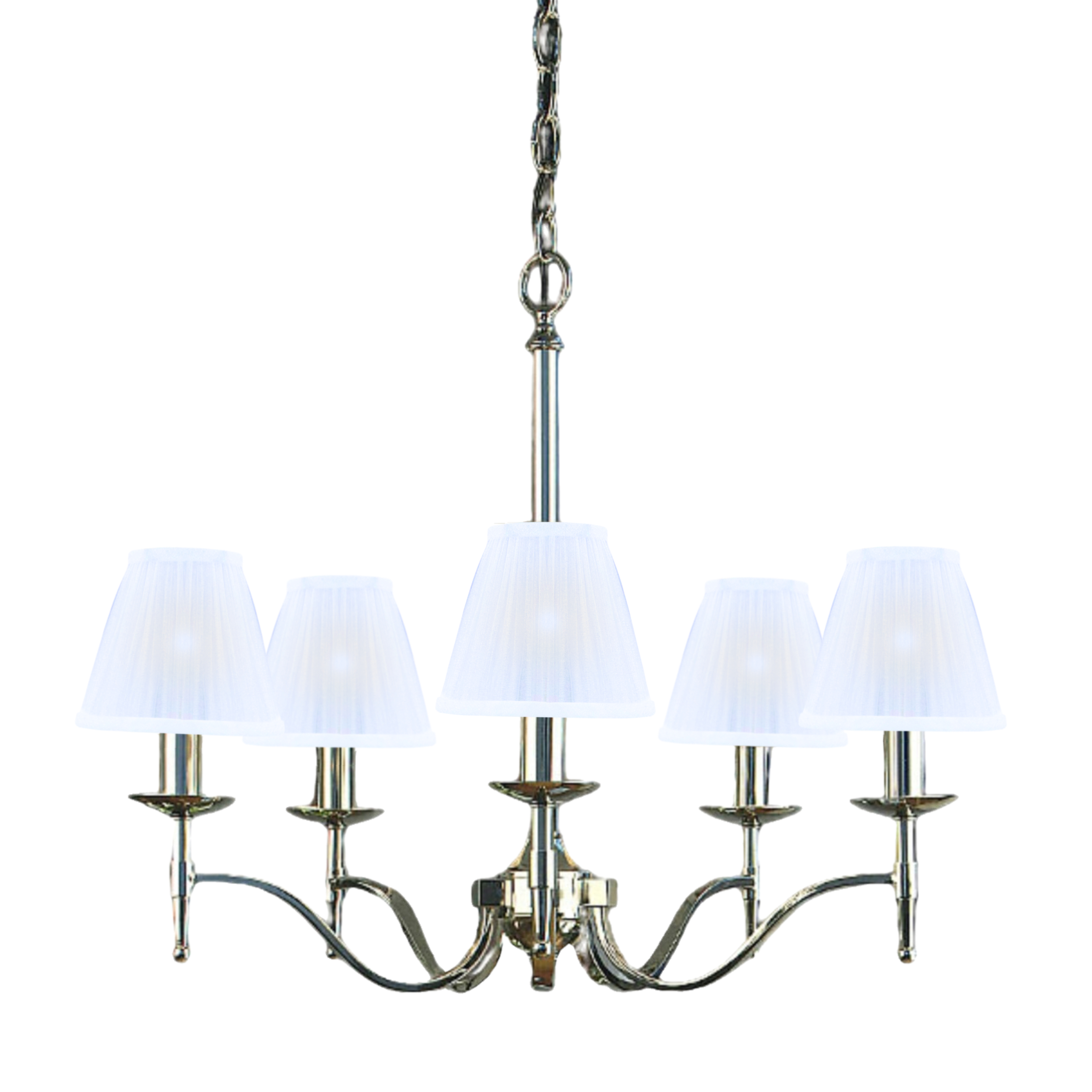 Stanford 5 Light Nickel Chandelier - White