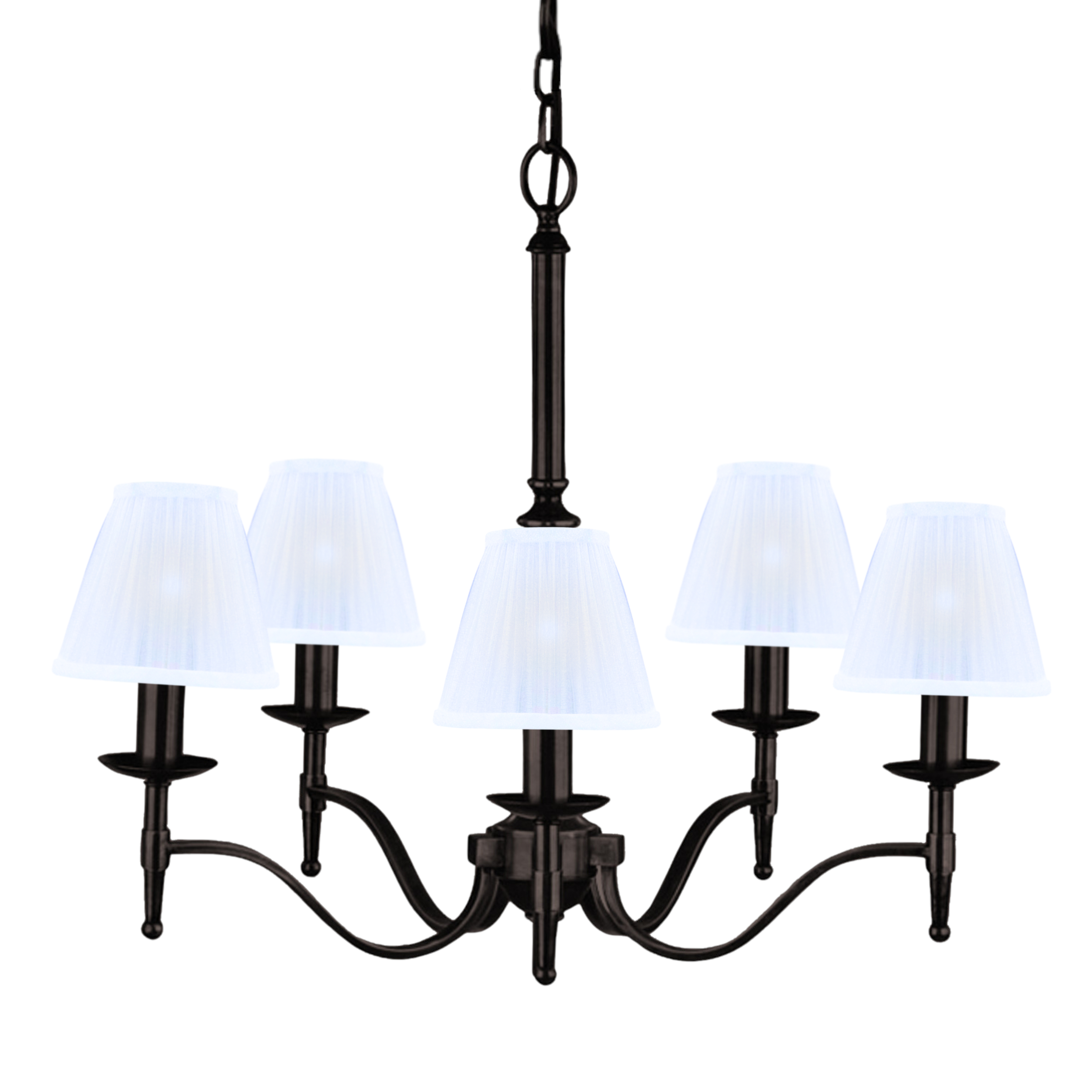 Stanford 5 Light Bronze Chandelier - White