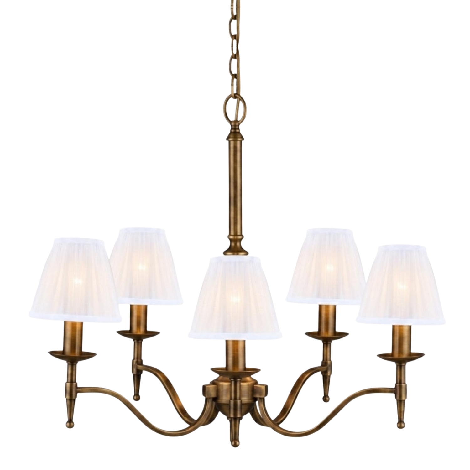 Stanford 5 Light Bronze Chandelier - White