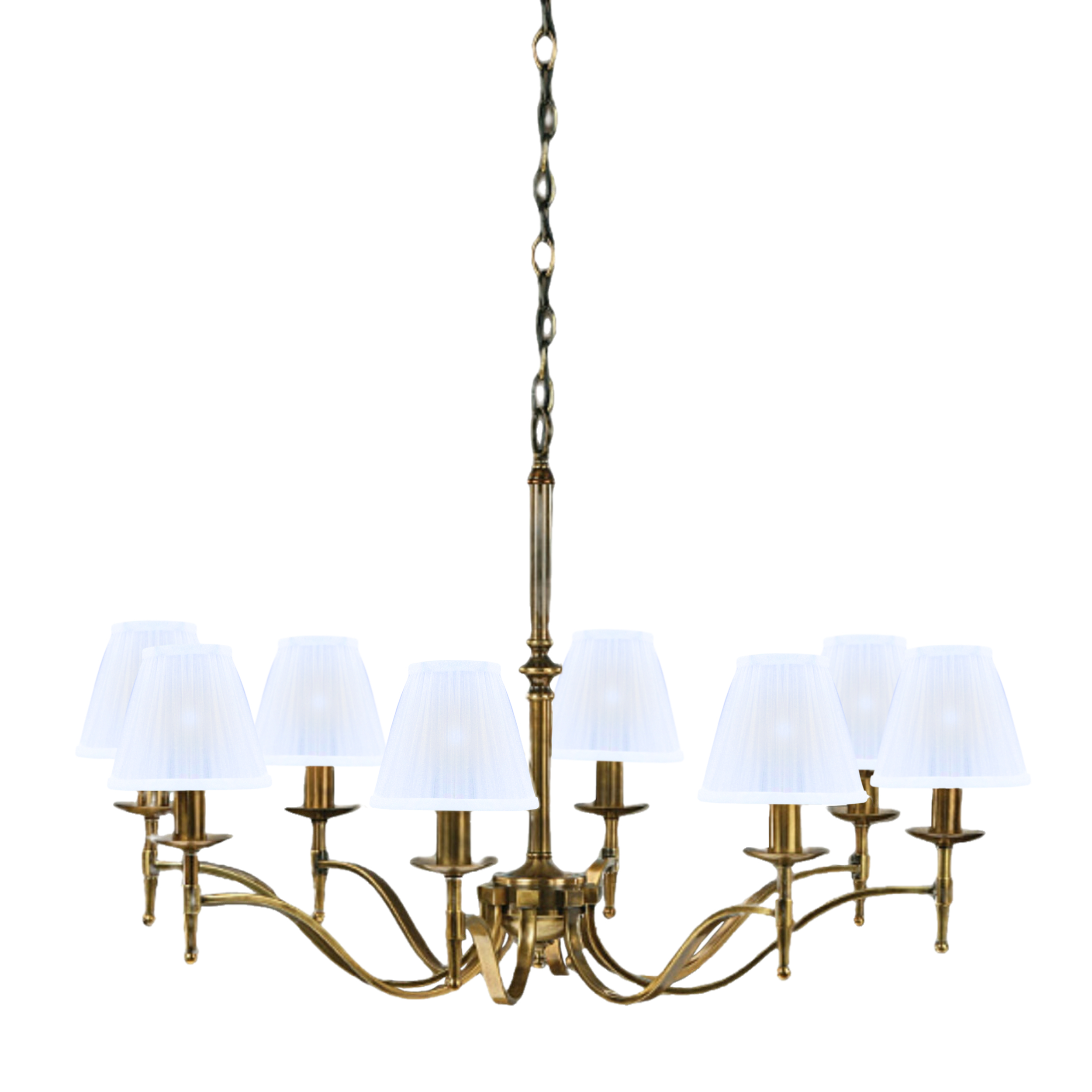 Stanford 8 Light Brass Chandelier - White