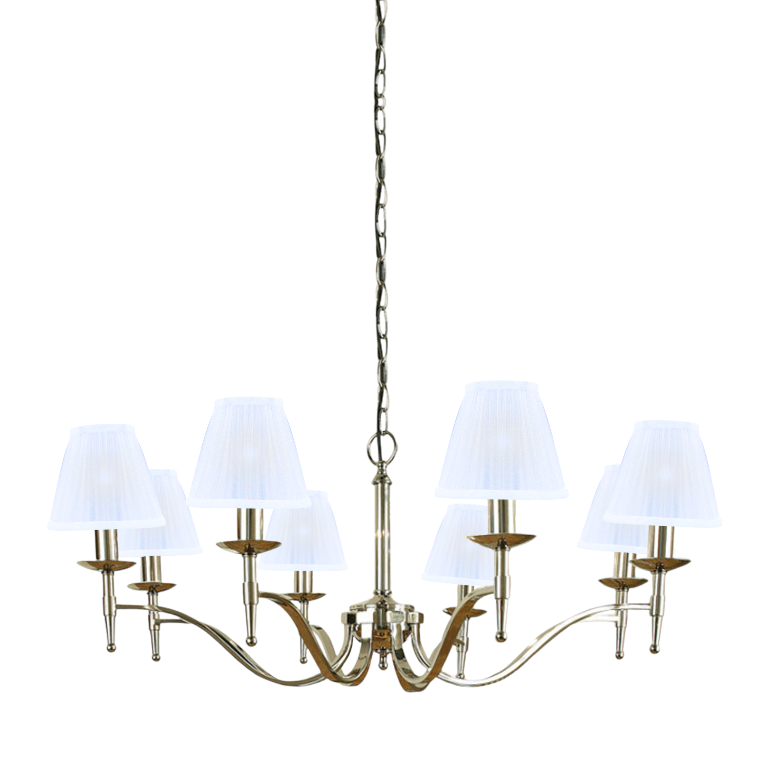 Stanford 8 Light Nickel Chandelier - White