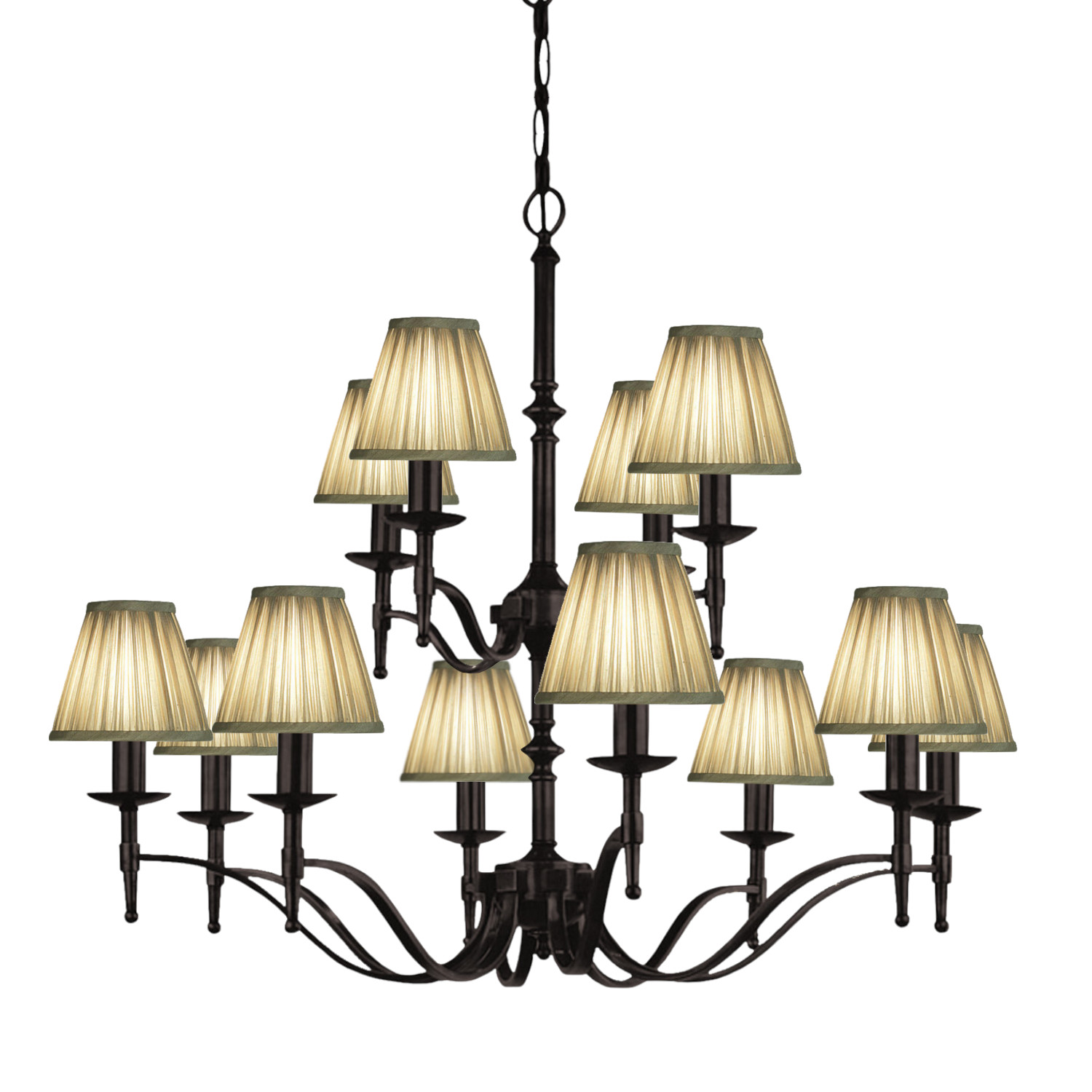 Stanford 12 Light Bronze Chandelier - Shimmer Grey
