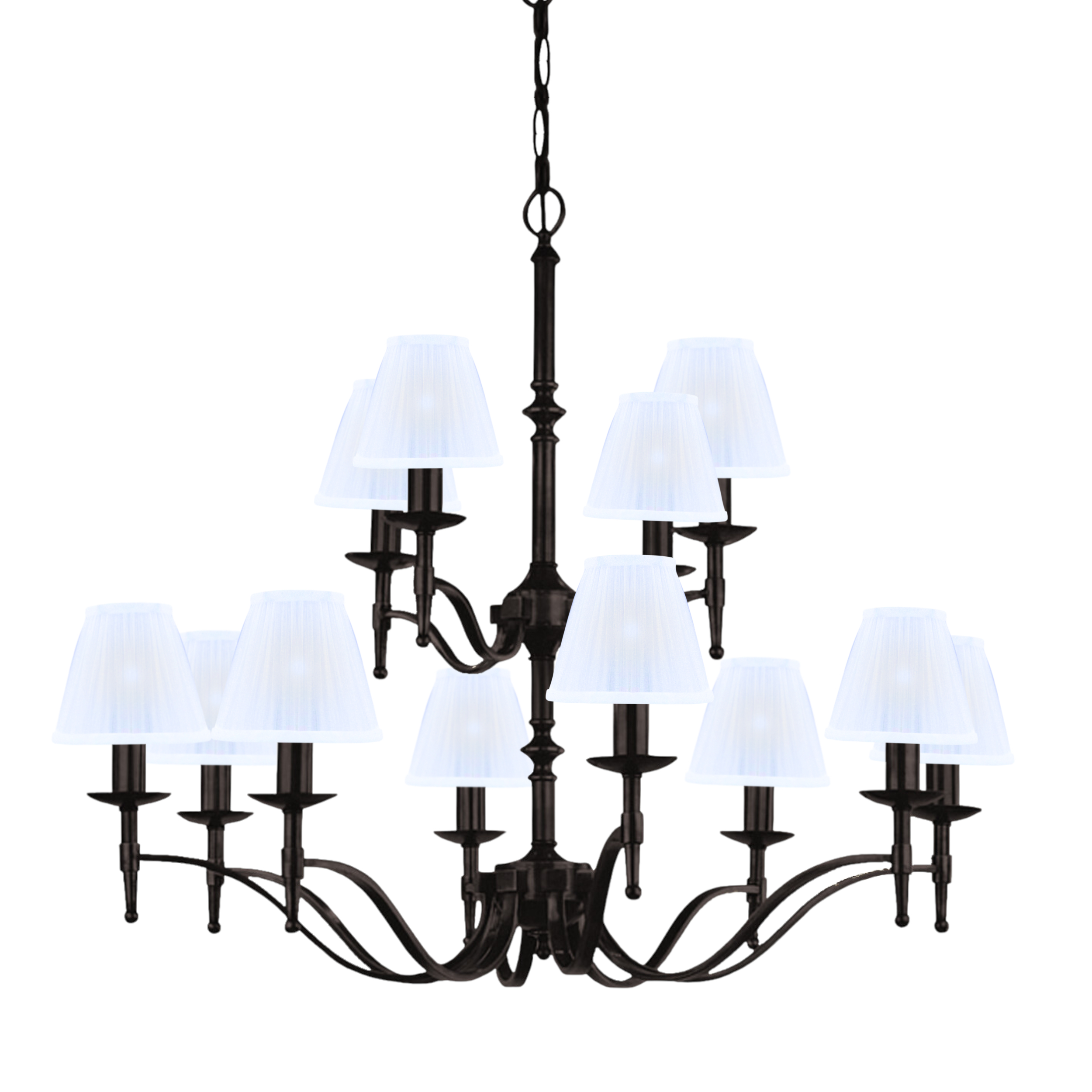 Stanford 12 Light Bronze Chandelier - White