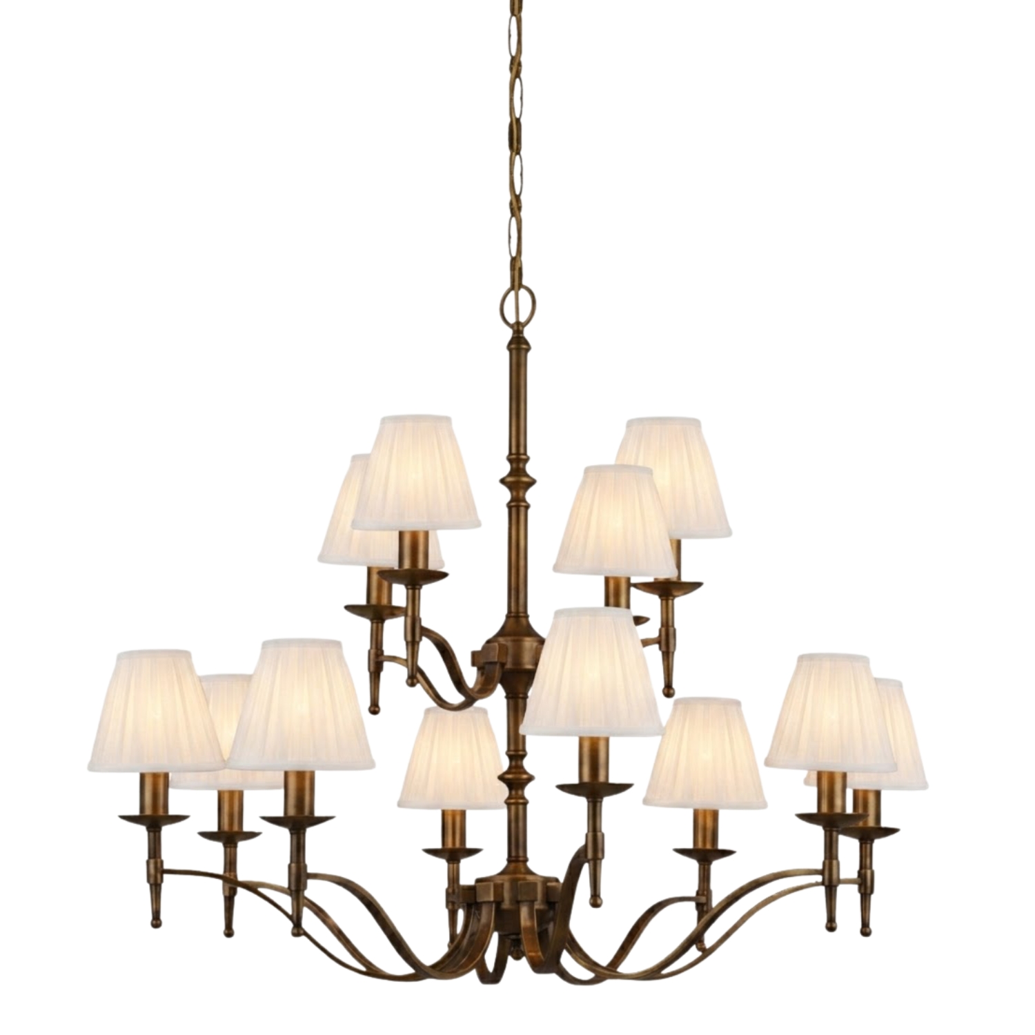 Stanford 12 Light Bronze Chandelier - White