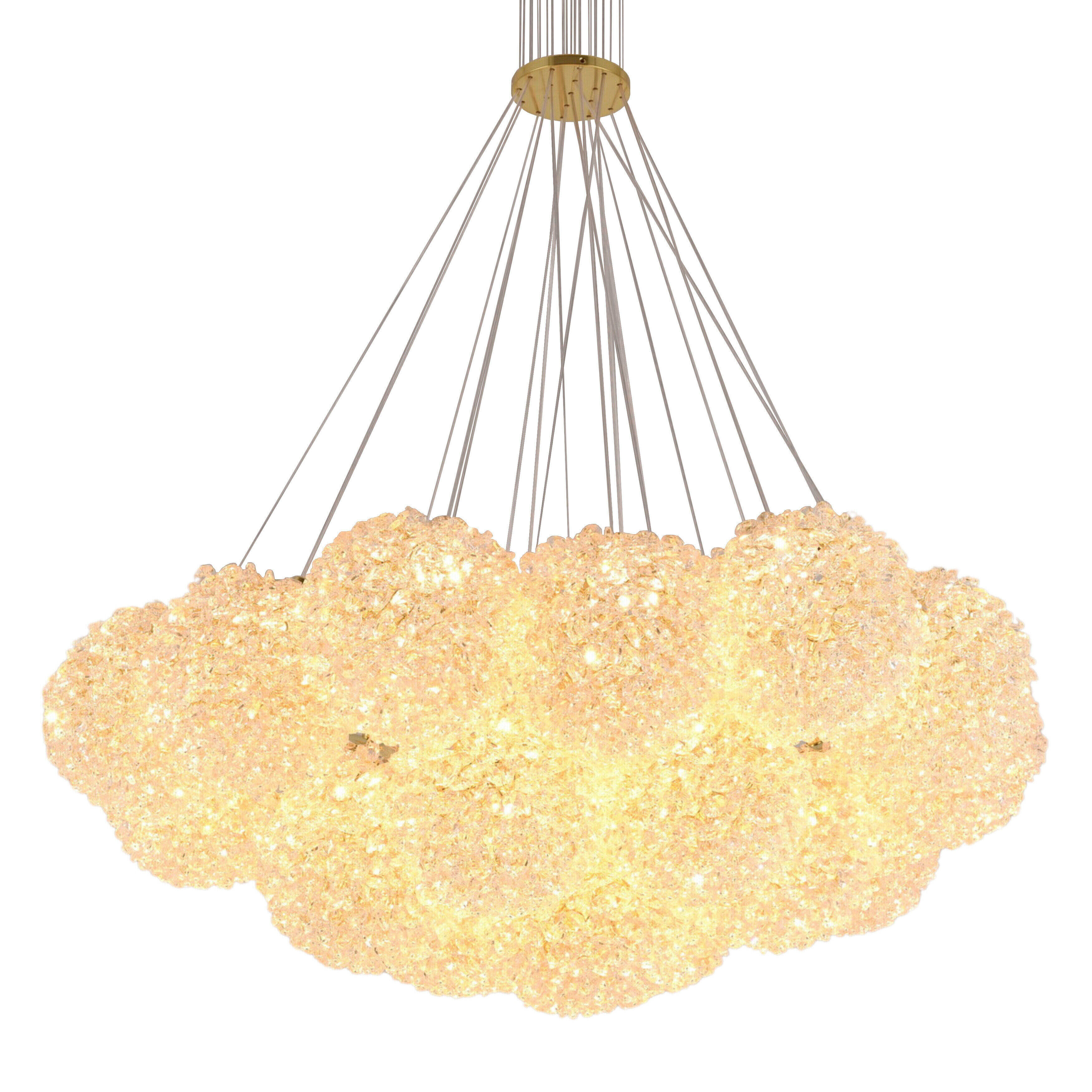 Silica Nineteen Golden Crystal Balls LED Cluster Chandelier
