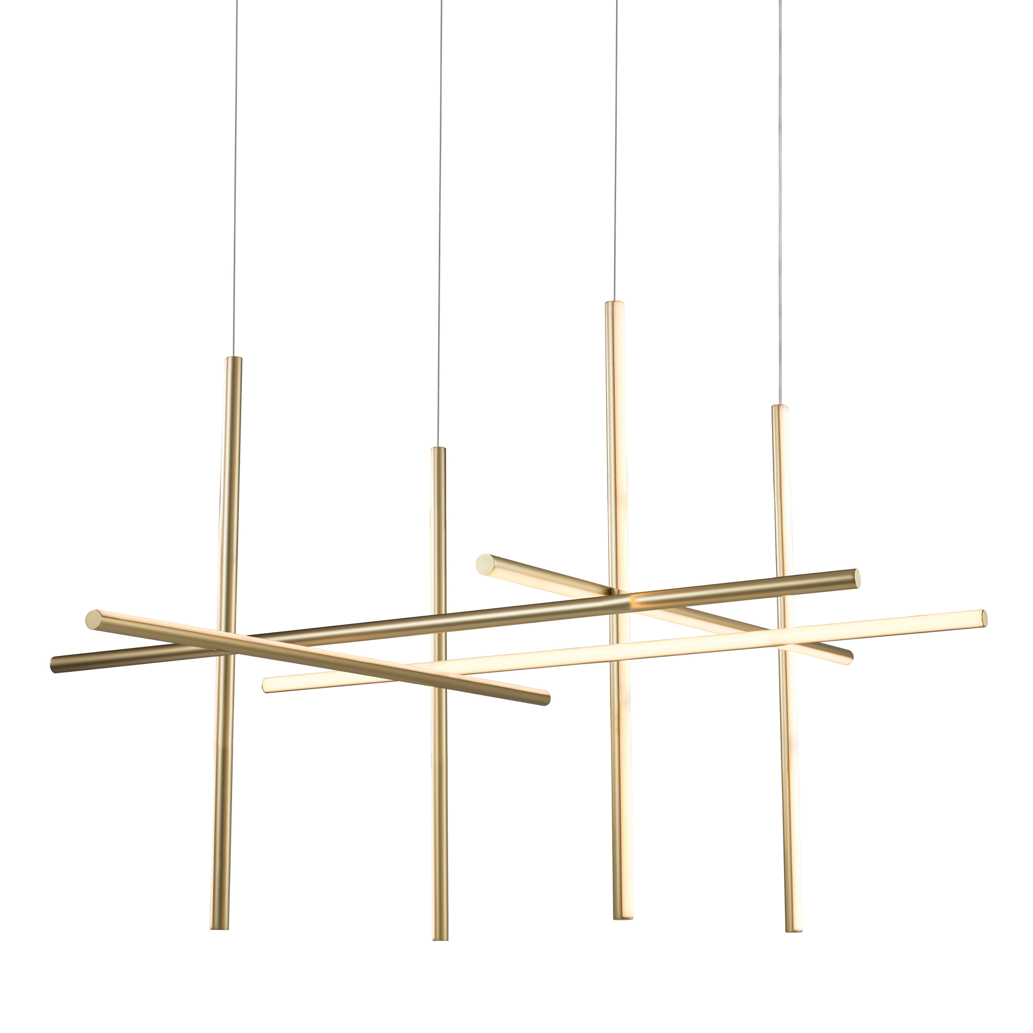 Axis Matt Gold Horizontal Modern LED Pendant Chandelier