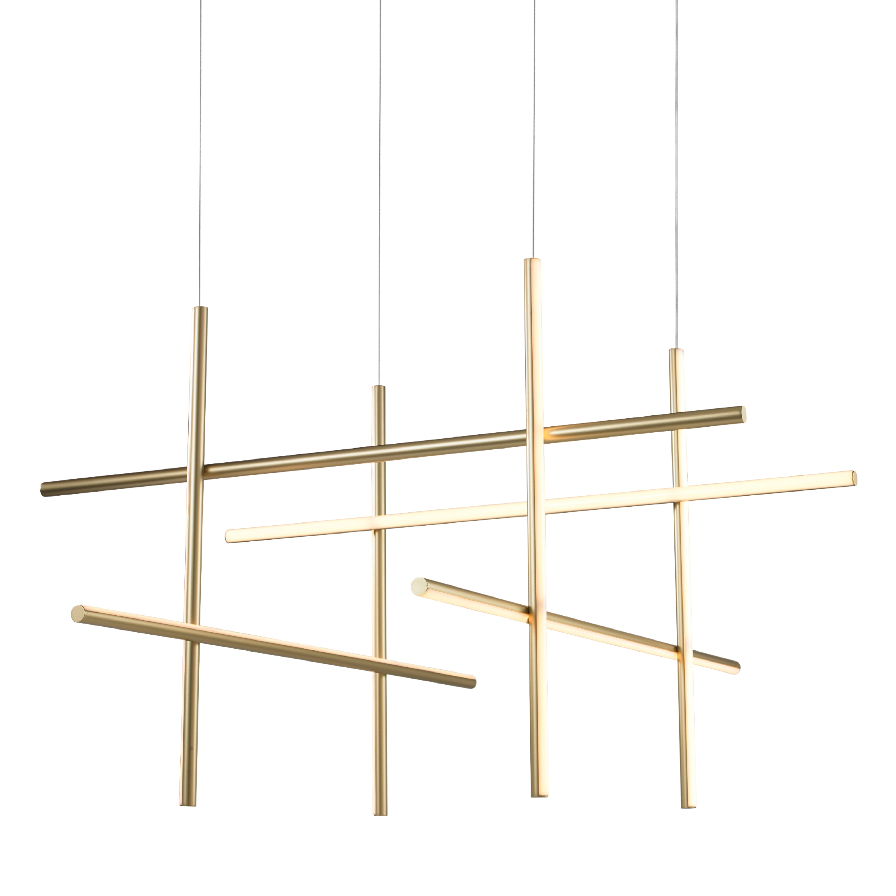 Axis Matt Gold Vertical Modern LED Pendant Chandelier