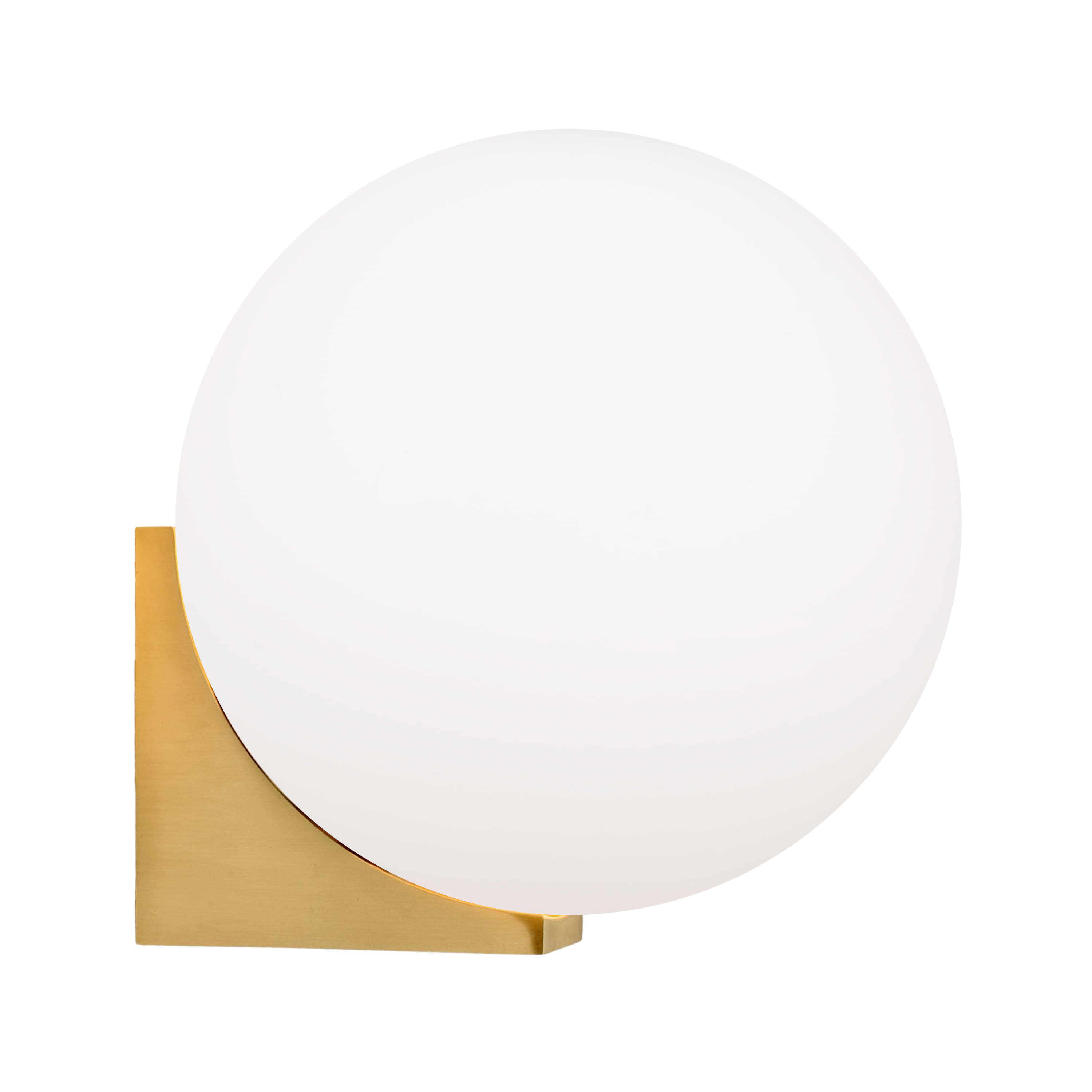 Luma Brass IP44 Bathroom White Glass Wall Light